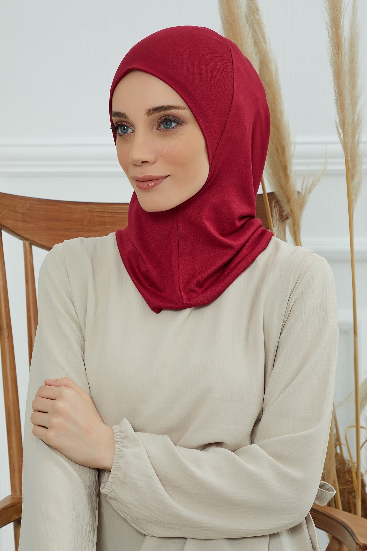 Easy Wear Instant Turban Bonnet for Women, Practical Inner Turban Cap, Quick Wear Instant Hijab Bonnet, Ready Hijab Head Wrap Under Cap,TB-5 Maroon