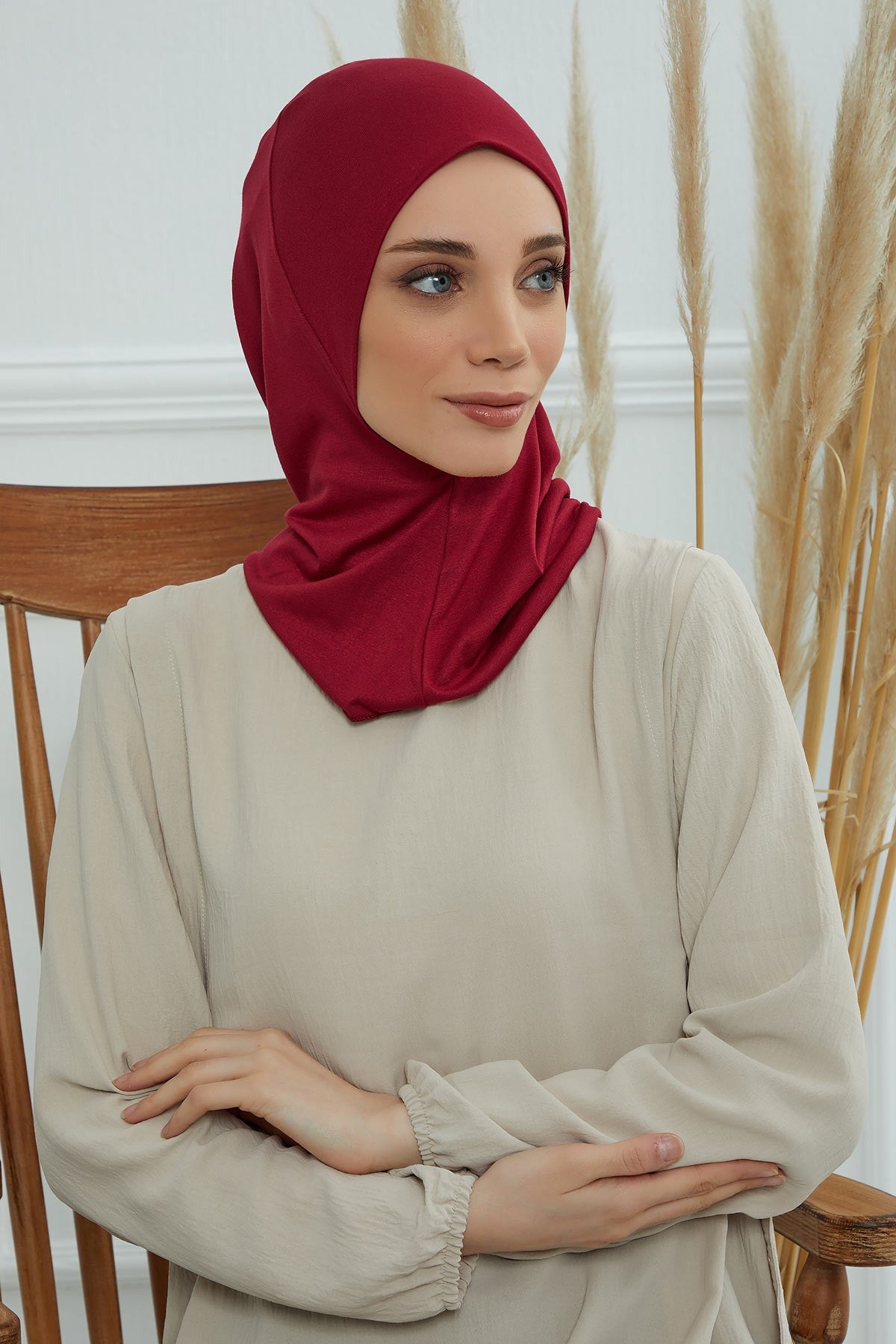 Easy Wear Instant Turban Bonnet for Women, Practical Inner Turban Cap, Quick Wear Instant Hijab Bonnet, Ready Hijab Head Wrap Under Cap,TB-5 Maroon