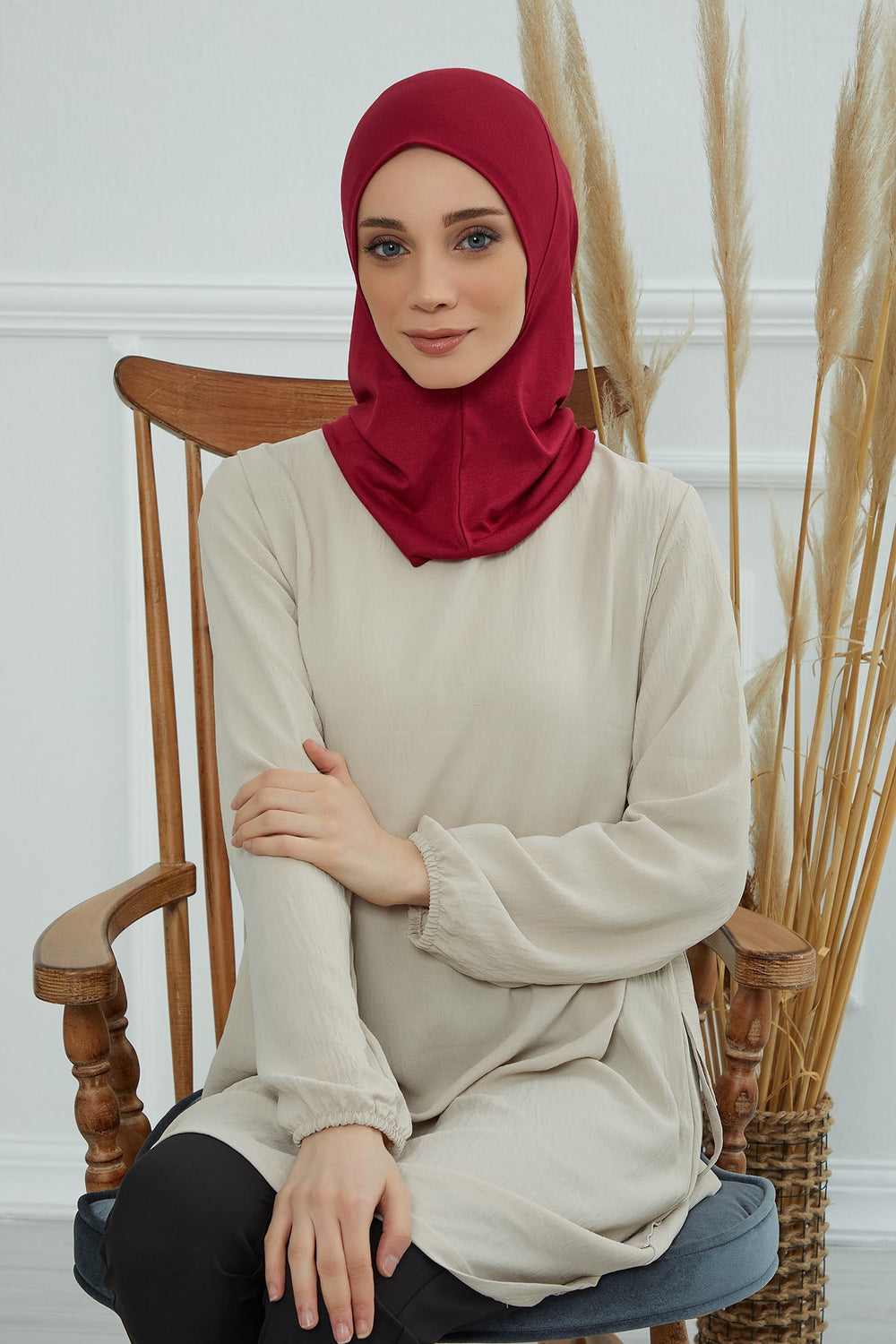 Easy Wear Instant Turban Bonnet for Women, Practical Inner Turban Cap, Quick Wear Instant Hijab Bonnet, Ready Hijab Head Wrap Under Cap,TB-5 Maroon
