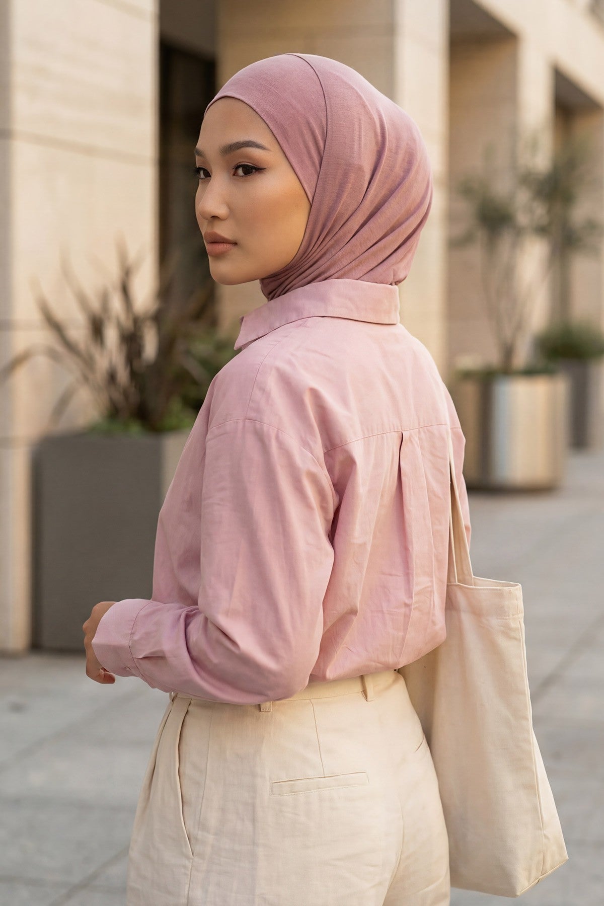 Easy Wear Instant Turban Bonnet for Women, Practical Inner Turban Cap, Quick Wear Instant Hijab Bonnet, Ready Hijab Head Wrap Under Cap,TB-5 Dusty Rose