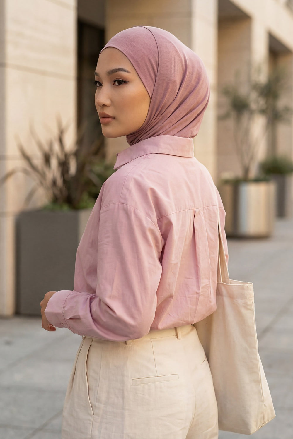 Easy Wear Instant Turban Bonnet for Women, Practical Inner Turban Cap, Quick Wear Instant Hijab Bonnet, Ready Hijab Head Wrap Under Cap,TB-5 Dusty Rose