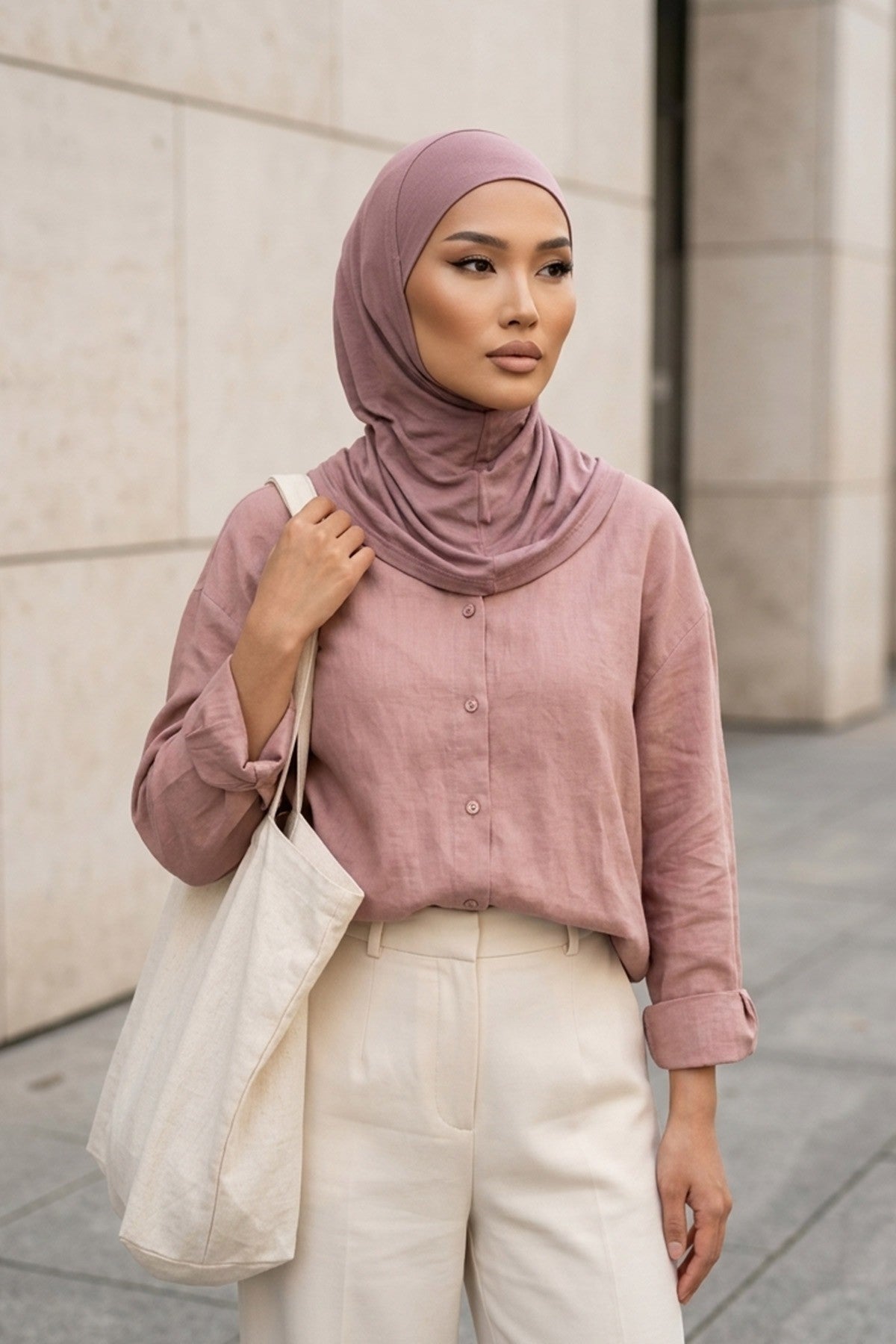 Easy Wear Instant Turban Bonnet for Women, Practical Inner Turban Cap, Quick Wear Instant Hijab Bonnet, Ready Hijab Head Wrap Under Cap,TB-5 Dusty Rose