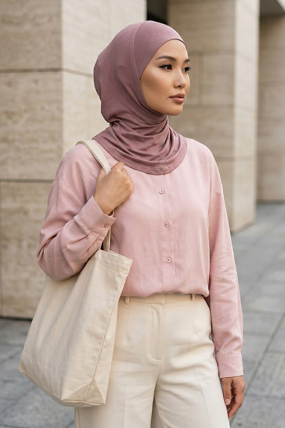 Easy Wear Instant Turban Bonnet for Women, Practical Inner Turban Cap, Quick Wear Instant Hijab Bonnet, Ready Hijab Head Wrap Under Cap,TB-5 Dusty Rose