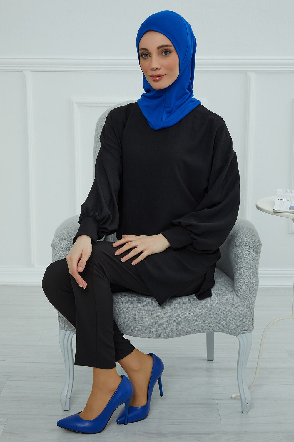 Easy Wear Instant Turban Bonnet for Women, Practical Inner Turban Cap, Quick Wear Instant Hijab Bonnet, Ready Hijab Head Wrap Under Cap,TB-5 Sax Blue