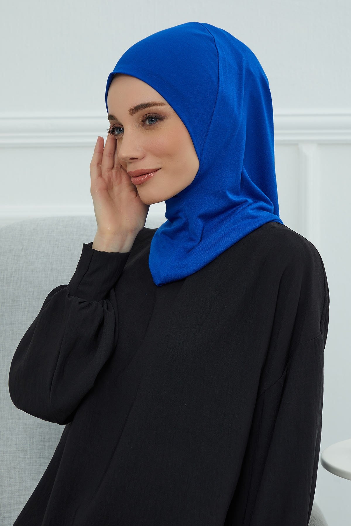 Easy Wear Instant Turban Bonnet for Women, Practical Inner Turban Cap, Quick Wear Instant Hijab Bonnet, Ready Hijab Head Wrap Under Cap,TB-5 Sax Blue