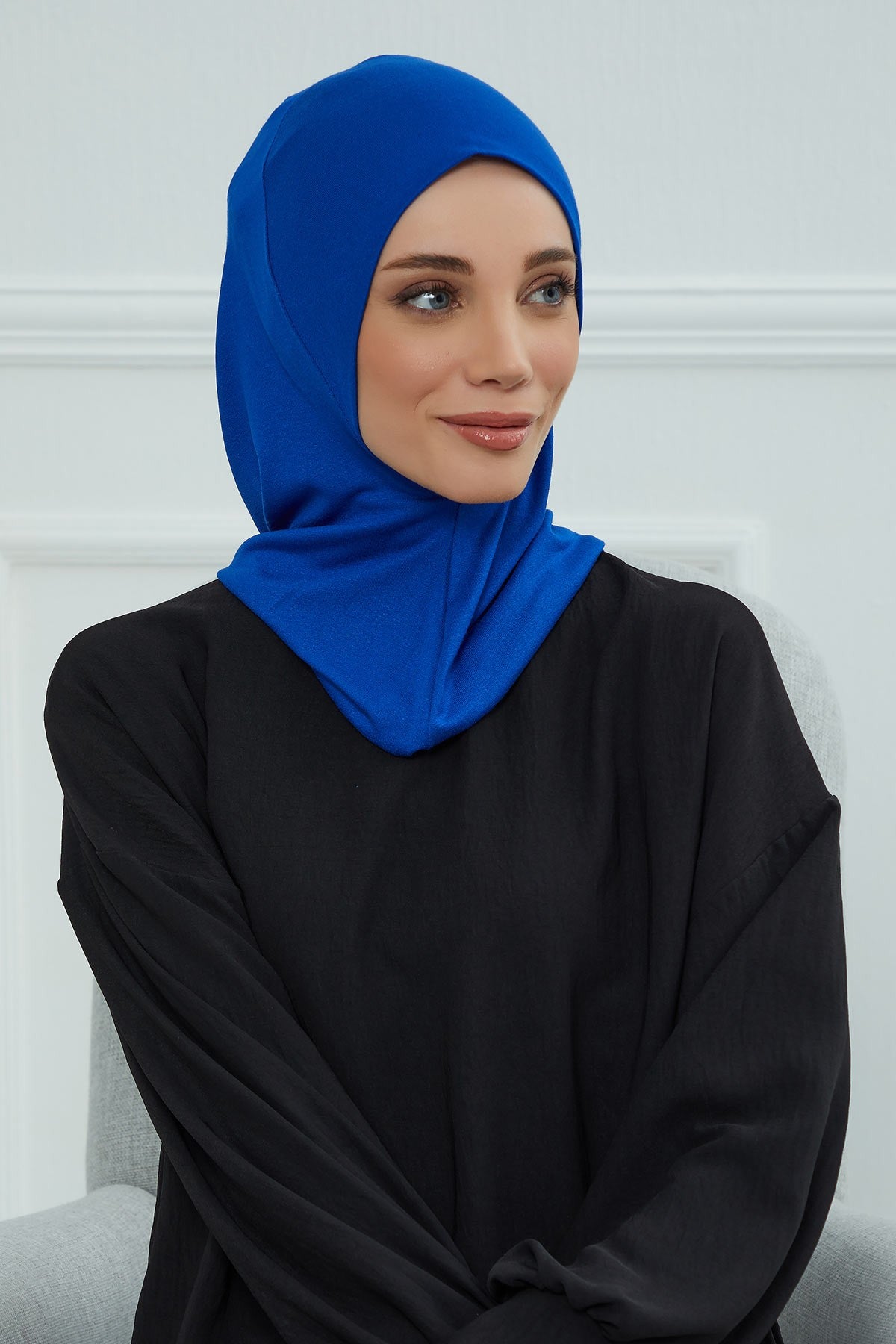 Easy Wear Instant Turban Bonnet for Women, Practical Inner Turban Cap, Quick Wear Instant Hijab Bonnet, Ready Hijab Head Wrap Under Cap,TB-5 Sax Blue