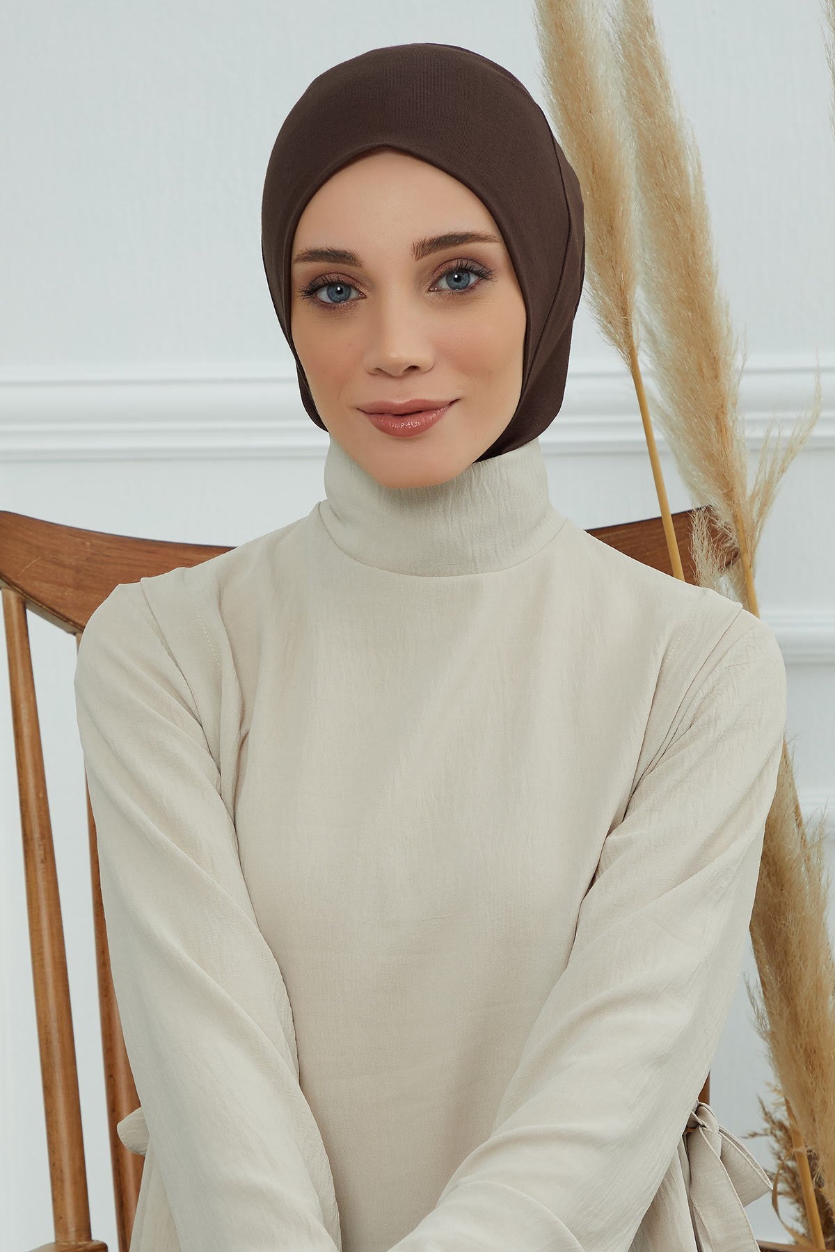 Easy Wear Instant Turban Bonnet for Women, Practical Inner Turban Cap, Quick Wear Instant Hijab Bonnet, Ready Hijab Head Wrap Under Cap,TB-5 Brown