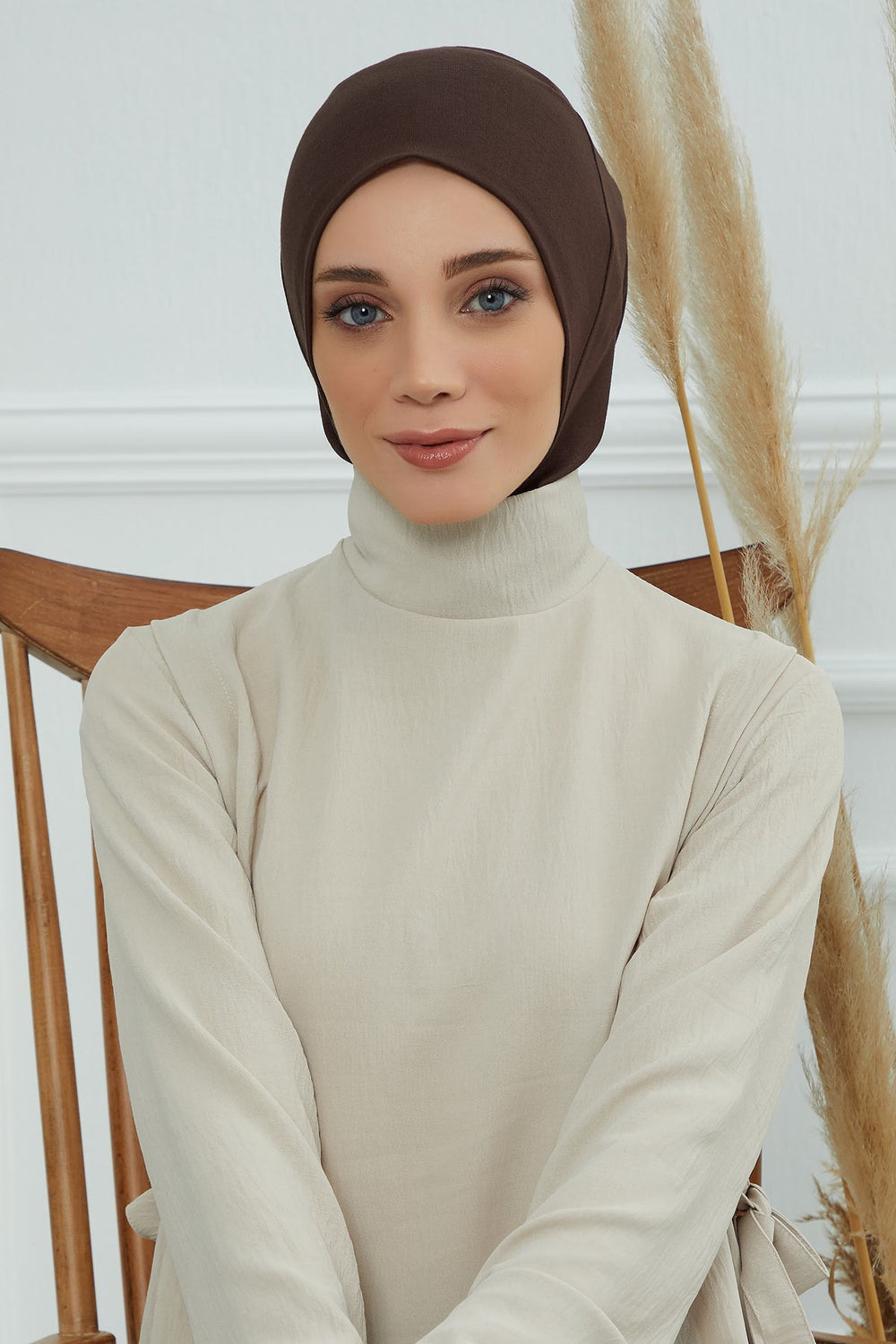 Easy Wear Instant Turban Bonnet for Women, Practical Inner Turban Cap, Quick Wear Instant Hijab Bonnet, Ready Hijab Head Wrap Under Cap,TB-5 Brown