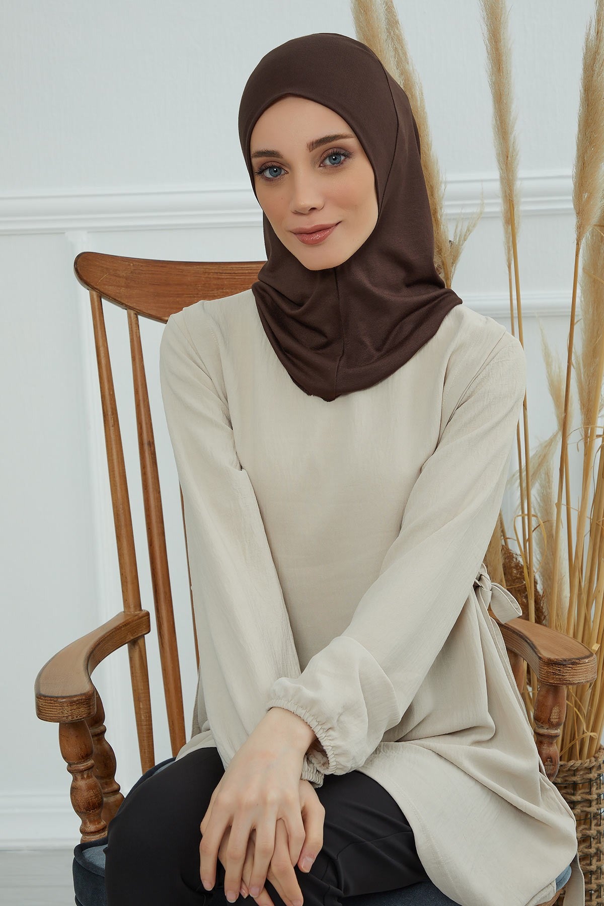 Easy Wear Instant Turban Bonnet for Women, Practical Inner Turban Cap, Quick Wear Instant Hijab Bonnet, Ready Hijab Head Wrap Under Cap,TB-5 Brown