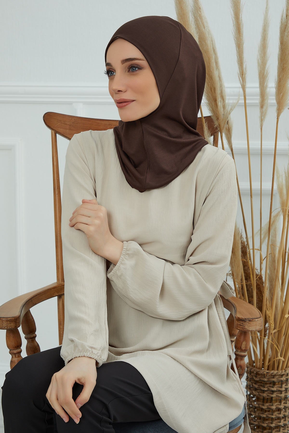 Easy Wear Instant Turban Bonnet for Women, Practical Inner Turban Cap, Quick Wear Instant Hijab Bonnet, Ready Hijab Head Wrap Under Cap,TB-5 Brown