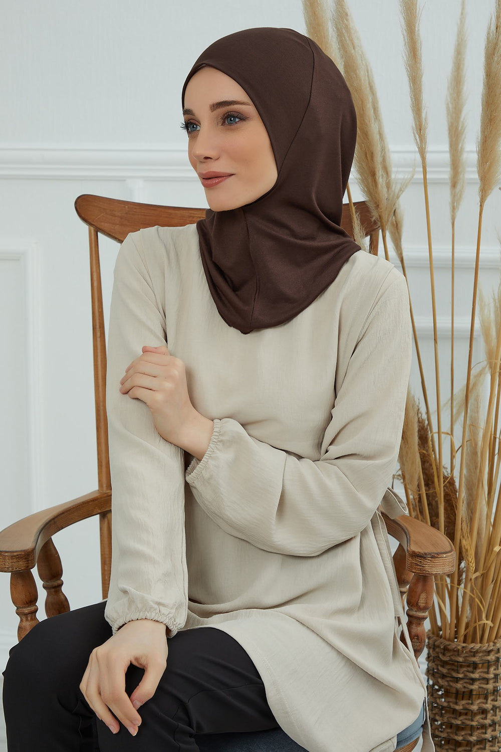 Easy Wear Instant Turban Bonnet for Women, Practical Inner Turban Cap, Quick Wear Instant Hijab Bonnet, Ready Hijab Head Wrap Under Cap,TB-5 Brown