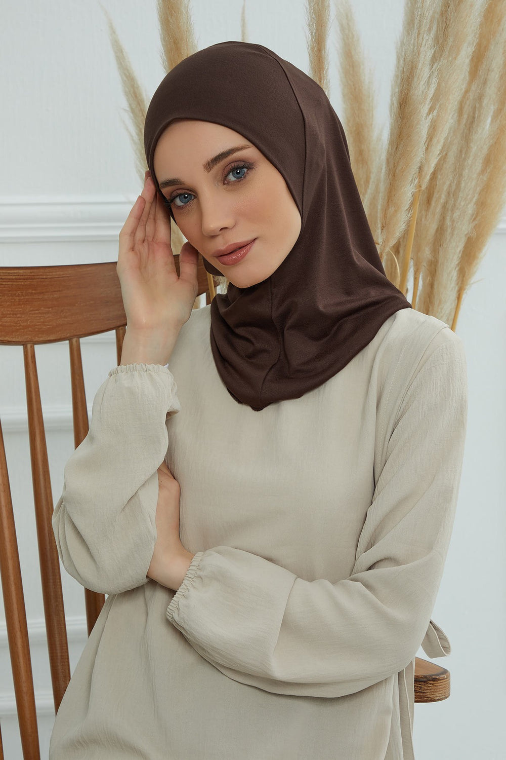 Easy Wear Instant Turban Bonnet for Women, Practical Inner Turban Cap, Quick Wear Instant Hijab Bonnet, Ready Hijab Head Wrap Under Cap,TB-5 Brown