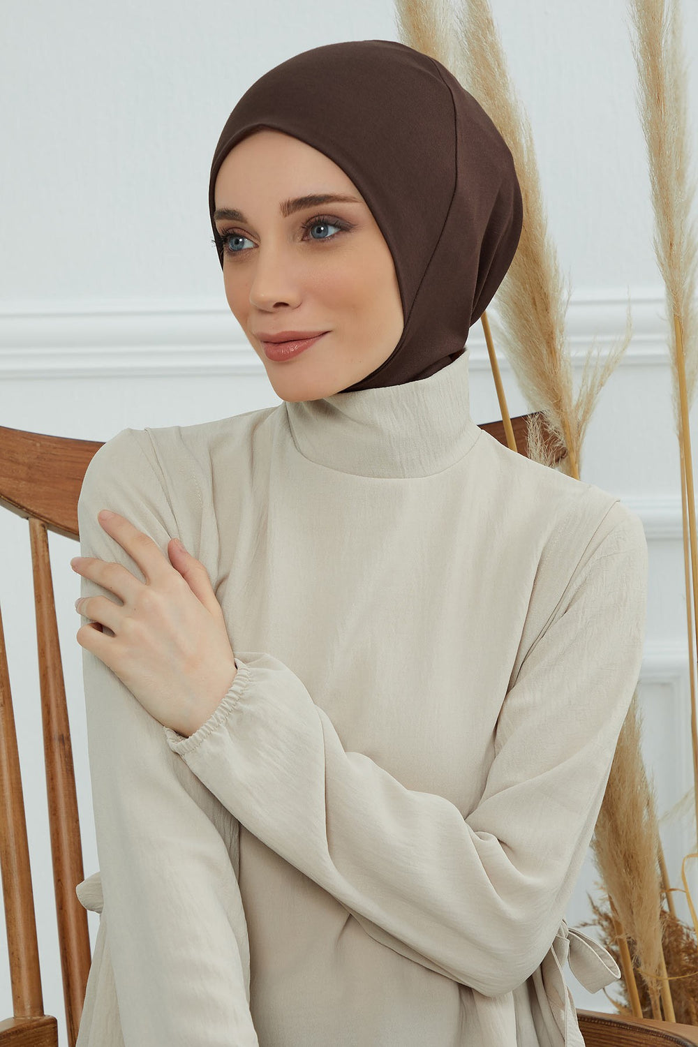 Easy Wear Instant Turban Bonnet for Women, Practical Inner Turban Cap, Quick Wear Instant Hijab Bonnet, Ready Hijab Head Wrap Under Cap,TB-5 Brown