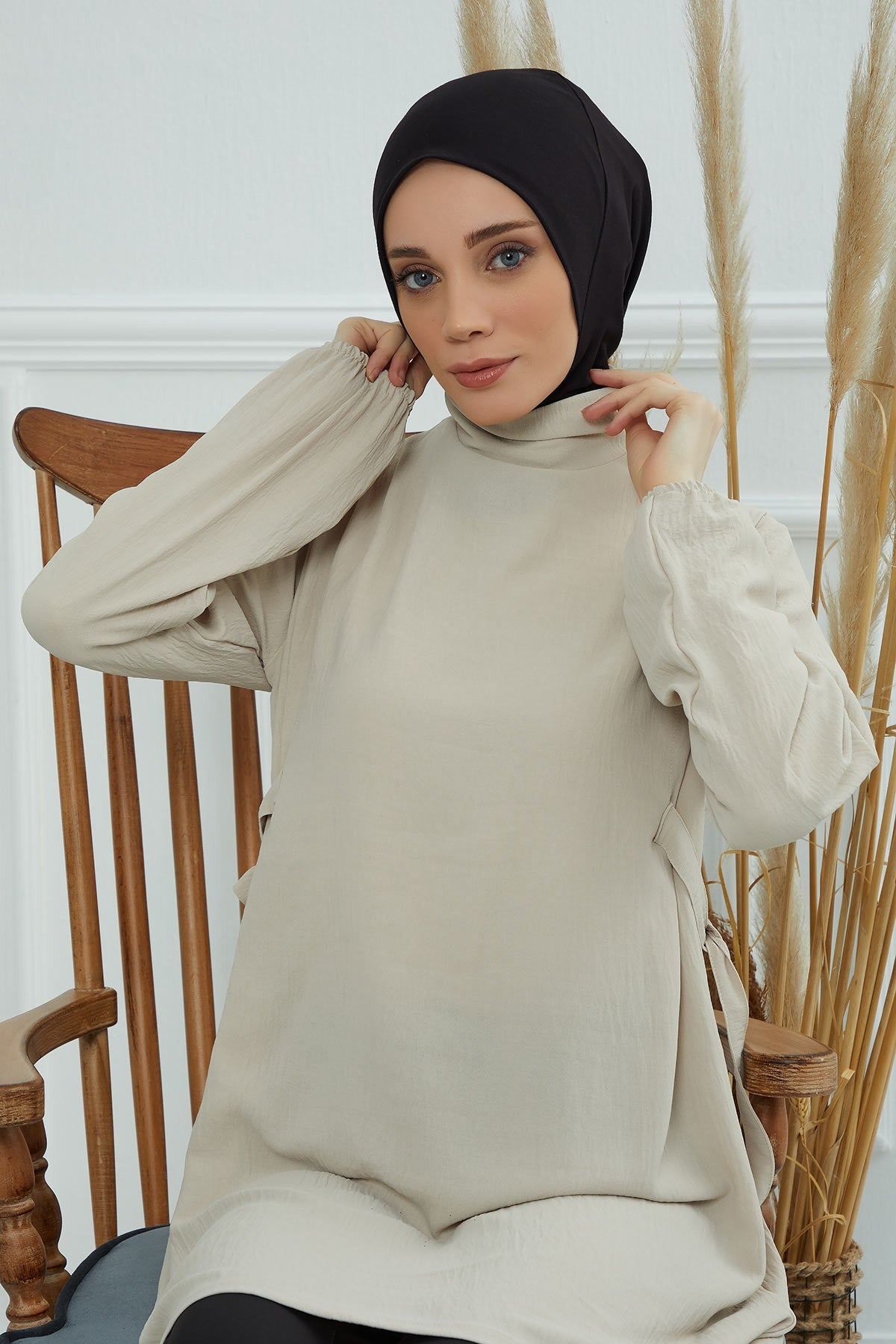 Easy Wear Instant Turban Bonnet for Women, Practical Inner Turban Cap, Quick Wear Instant Hijab Bonnet, Ready Hijab Head Wrap Under Cap,TB-5 Black
