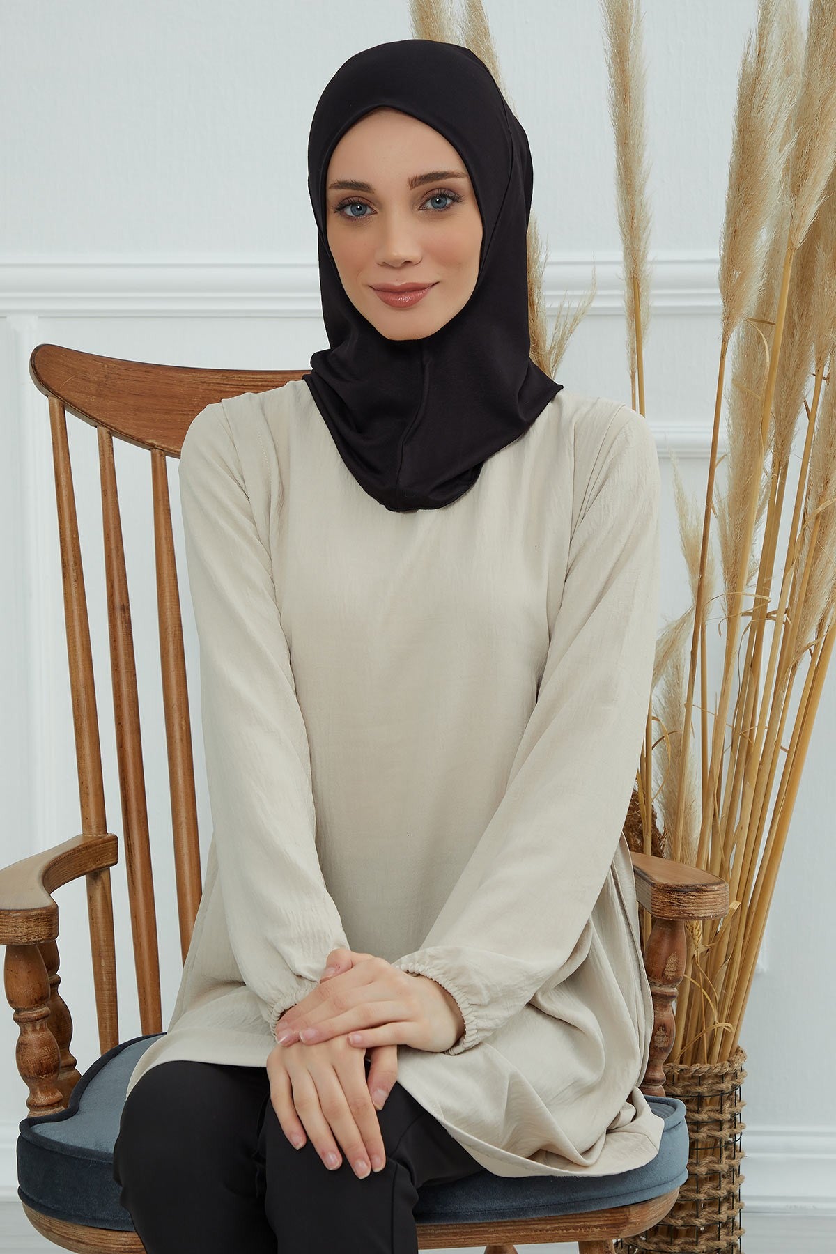 Easy Wear Instant Turban Bonnet for Women, Practical Inner Turban Cap, Quick Wear Instant Hijab Bonnet, Ready Hijab Head Wrap Under Cap,TB-5 Black