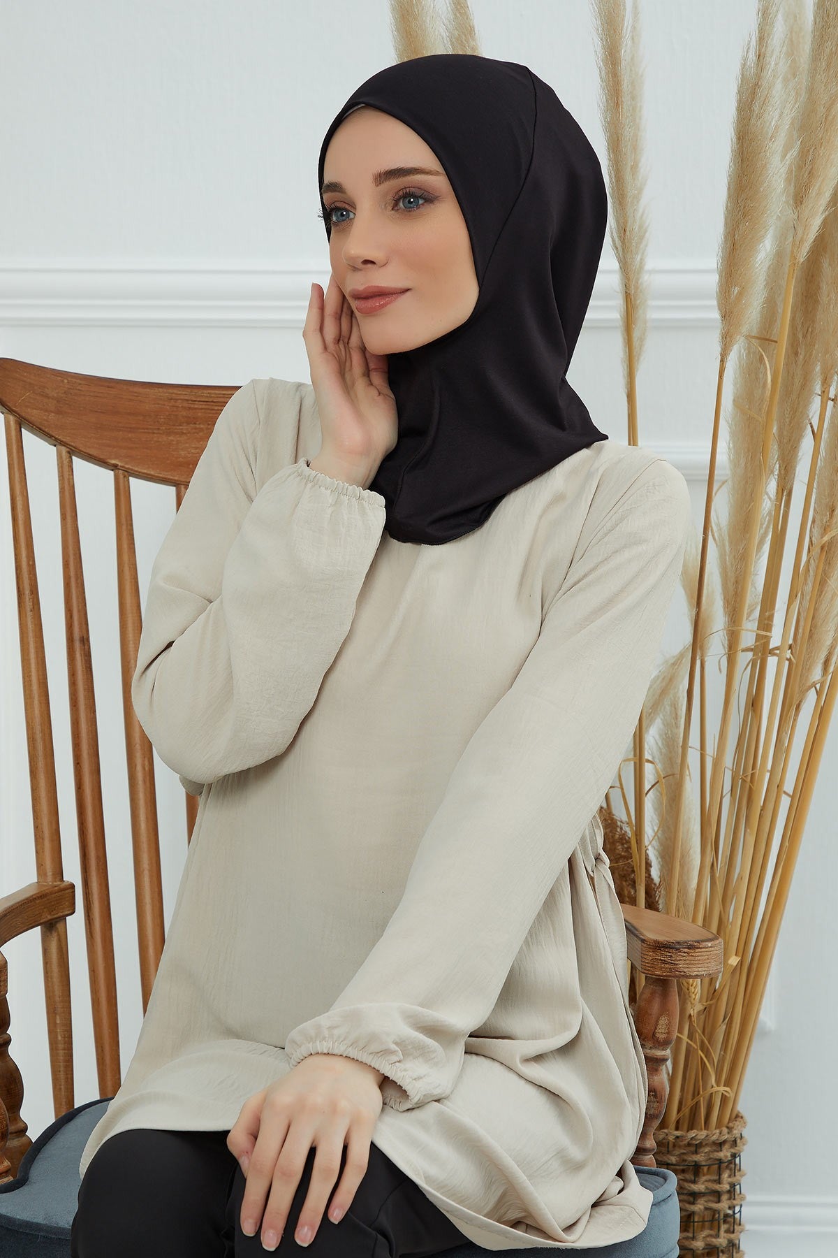 Easy Wear Instant Turban Bonnet for Women, Practical Inner Turban Cap, Quick Wear Instant Hijab Bonnet, Ready Hijab Head Wrap Under Cap,TB-5 Black