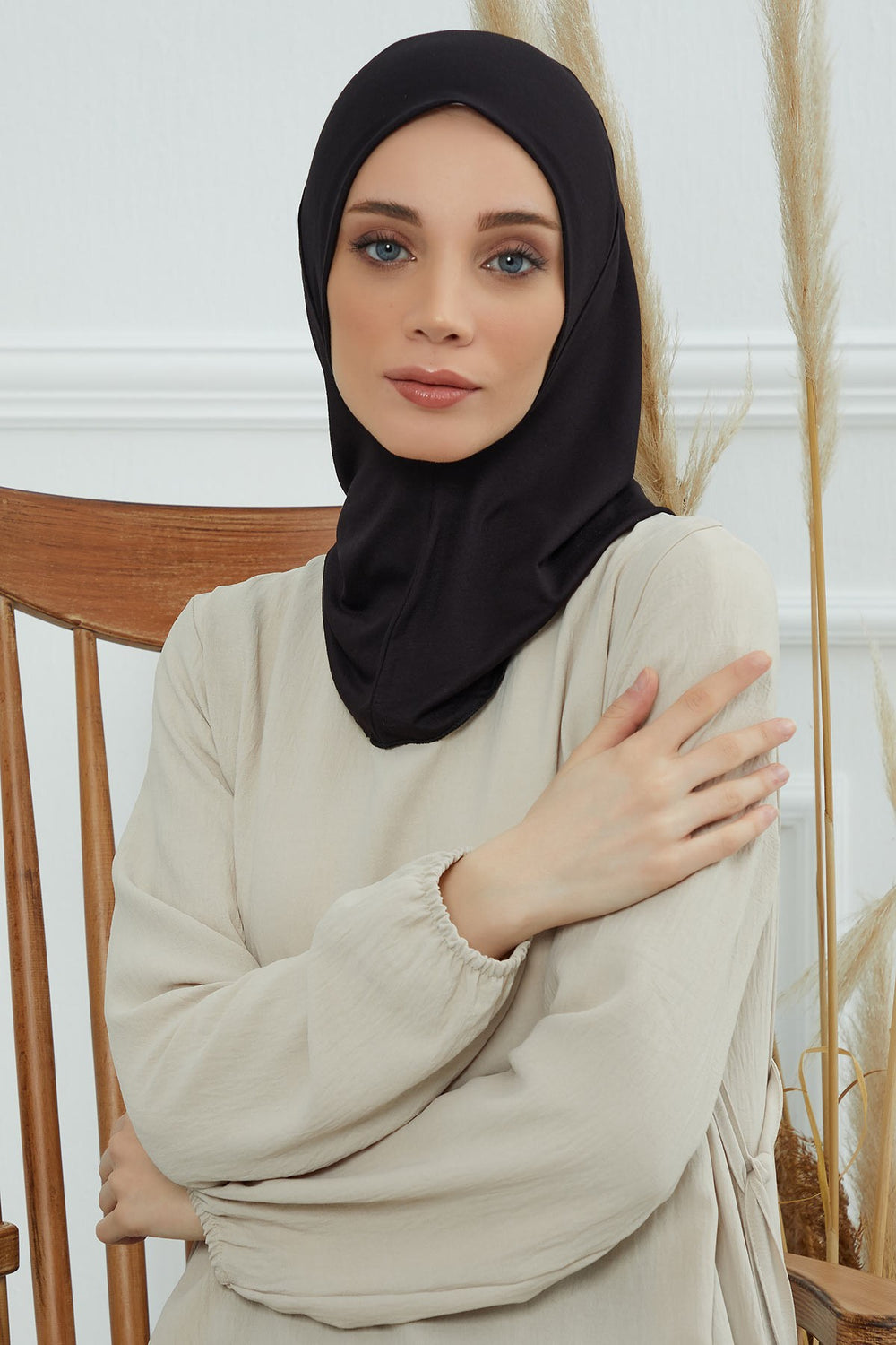 Easy Wear Instant Turban Bonnet for Women, Practical Inner Turban Cap, Quick Wear Instant Hijab Bonnet, Ready Hijab Head Wrap Under Cap,TB-5 Black