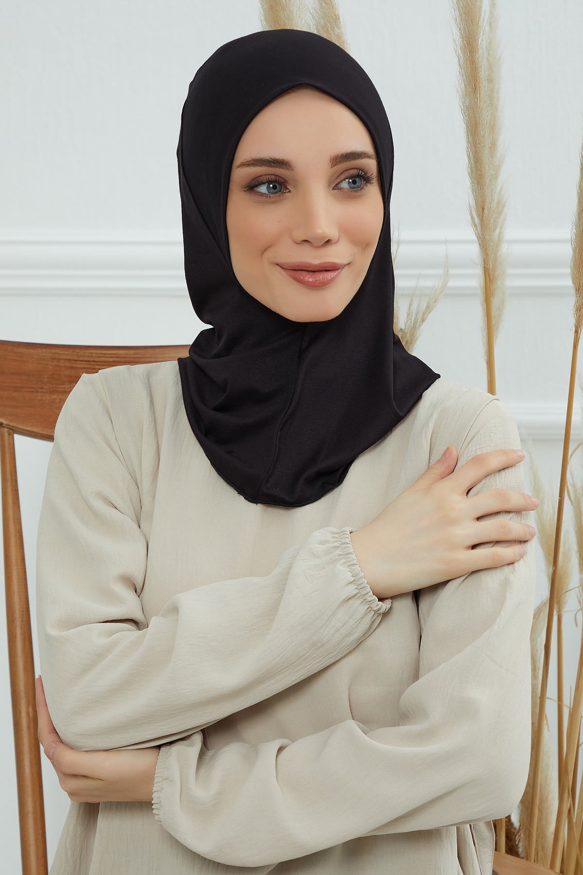 Easy Wear Instant Turban Bonnet for Women, Practical Inner Turban Cap, Quick Wear Instant Hijab Bonnet, Ready Hijab Head Wrap Under Cap,TB-5 Black