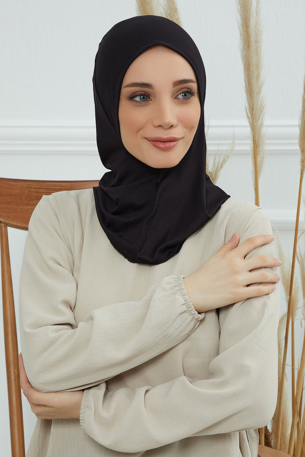 Easy Wear Instant Turban Bonnet for Women, Practical Inner Turban Cap, Quick Wear Instant Hijab Bonnet, Ready Hijab Head Wrap Under Cap,TB-5 Black
