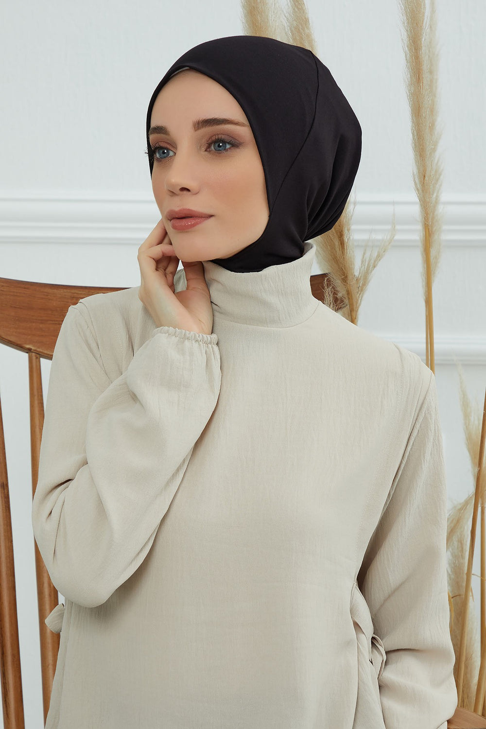 Easy Wear Instant Turban Bonnet for Women, Practical Inner Turban Cap, Quick Wear Instant Hijab Bonnet, Ready Hijab Head Wrap Under Cap,TB-5 Black