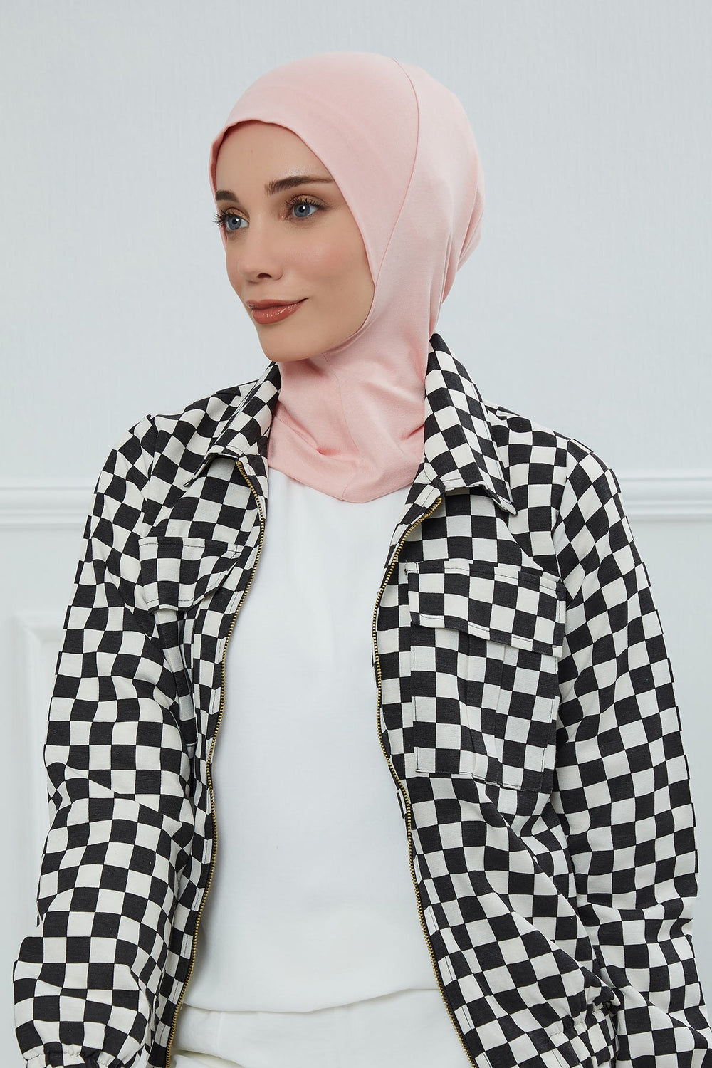Easy Wear Instant Turban Bonnet for Women, Practical Inner Turban Cap, Quick Wear Instant Hijab Bonnet, Ready Hijab Head Wrap Under Cap,TB-5 Powder