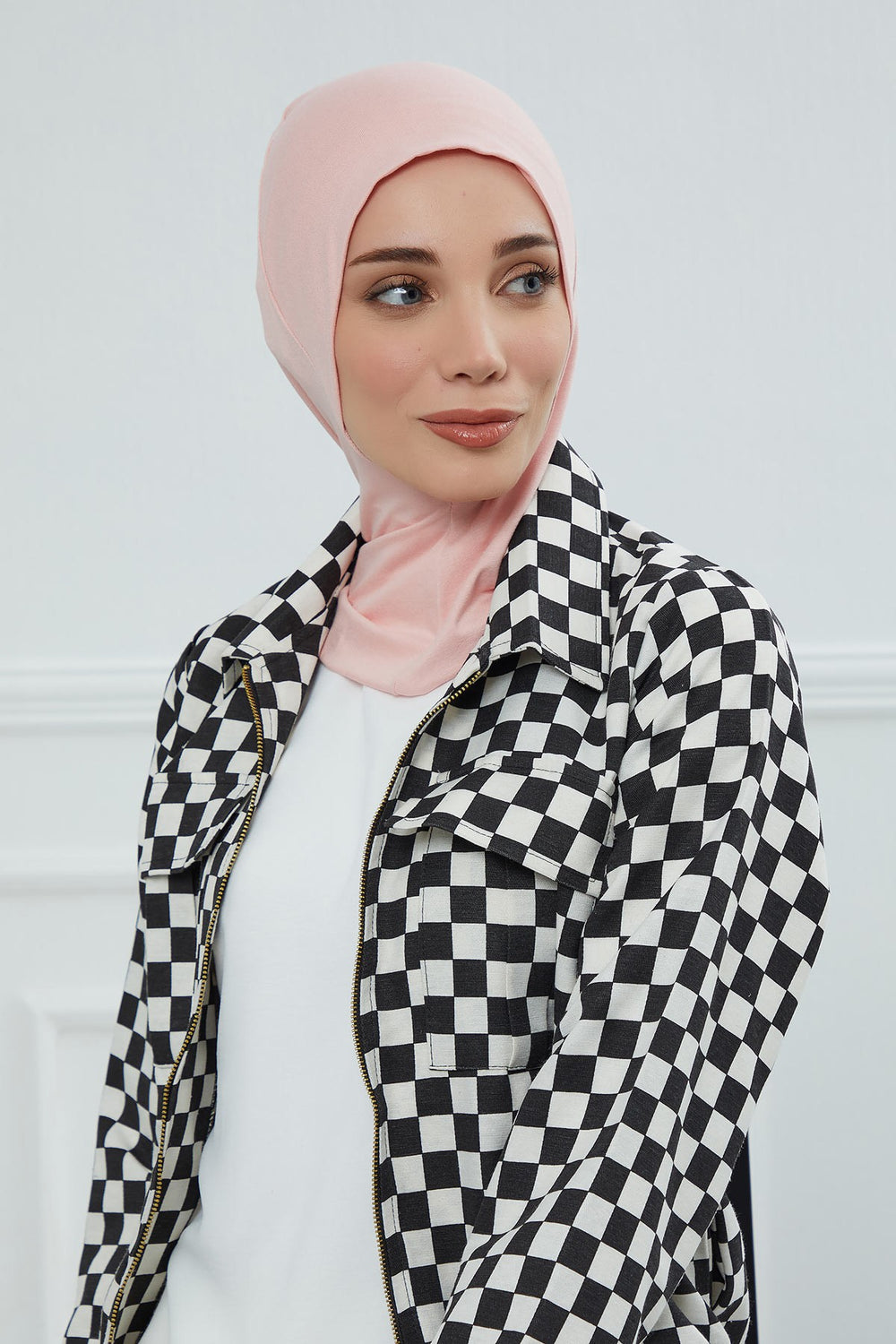 Easy Wear Instant Turban Bonnet for Women, Practical Inner Turban Cap, Quick Wear Instant Hijab Bonnet, Ready Hijab Head Wrap Under Cap,TB-5 Powder