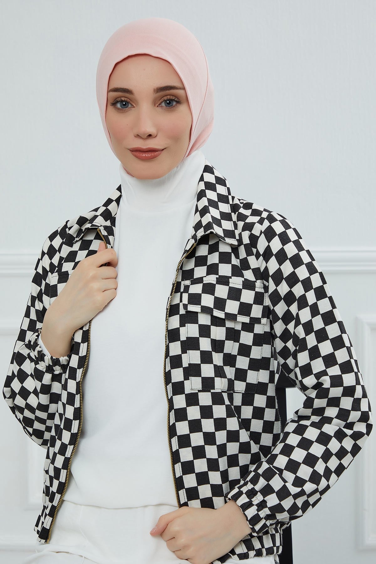 Easy Wear Instant Turban Bonnet for Women, Practical Inner Turban Cap, Quick Wear Instant Hijab Bonnet, Ready Hijab Head Wrap Under Cap,TB-5 Powder