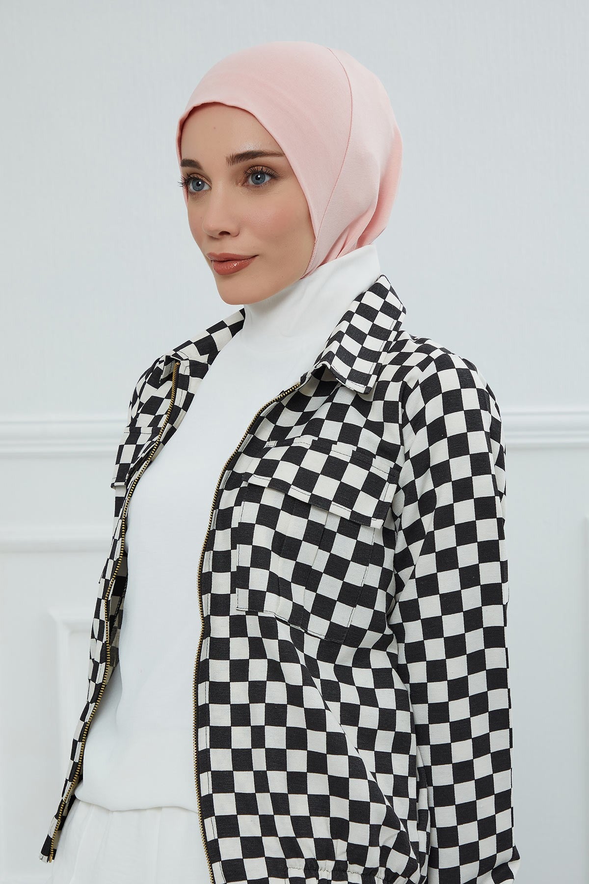 Easy Wear Instant Turban Bonnet for Women, Practical Inner Turban Cap, Quick Wear Instant Hijab Bonnet, Ready Hijab Head Wrap Under Cap,TB-5 Powder