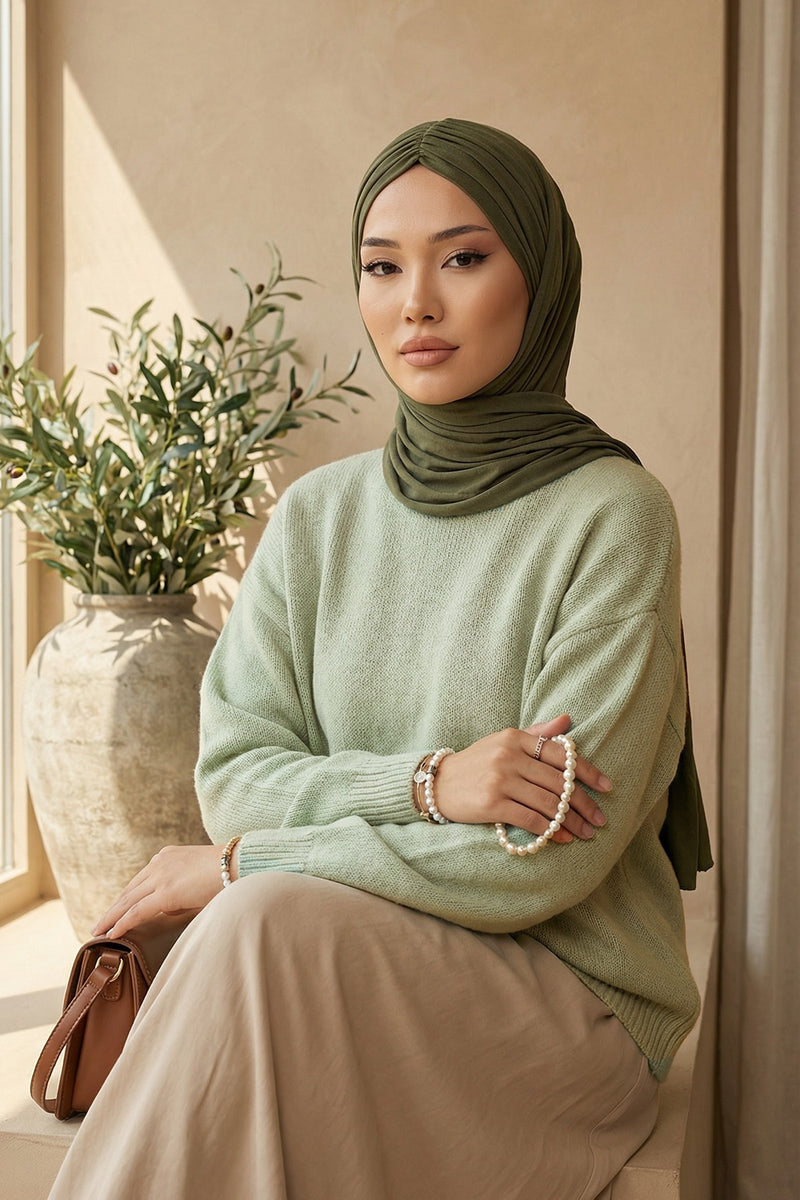 Effortless Instant Cotton Shawl for Women, Instant Cotton Lightweight Hijab Headscarf, Comfortable and Large Women Hijab Shawl,CPS-44