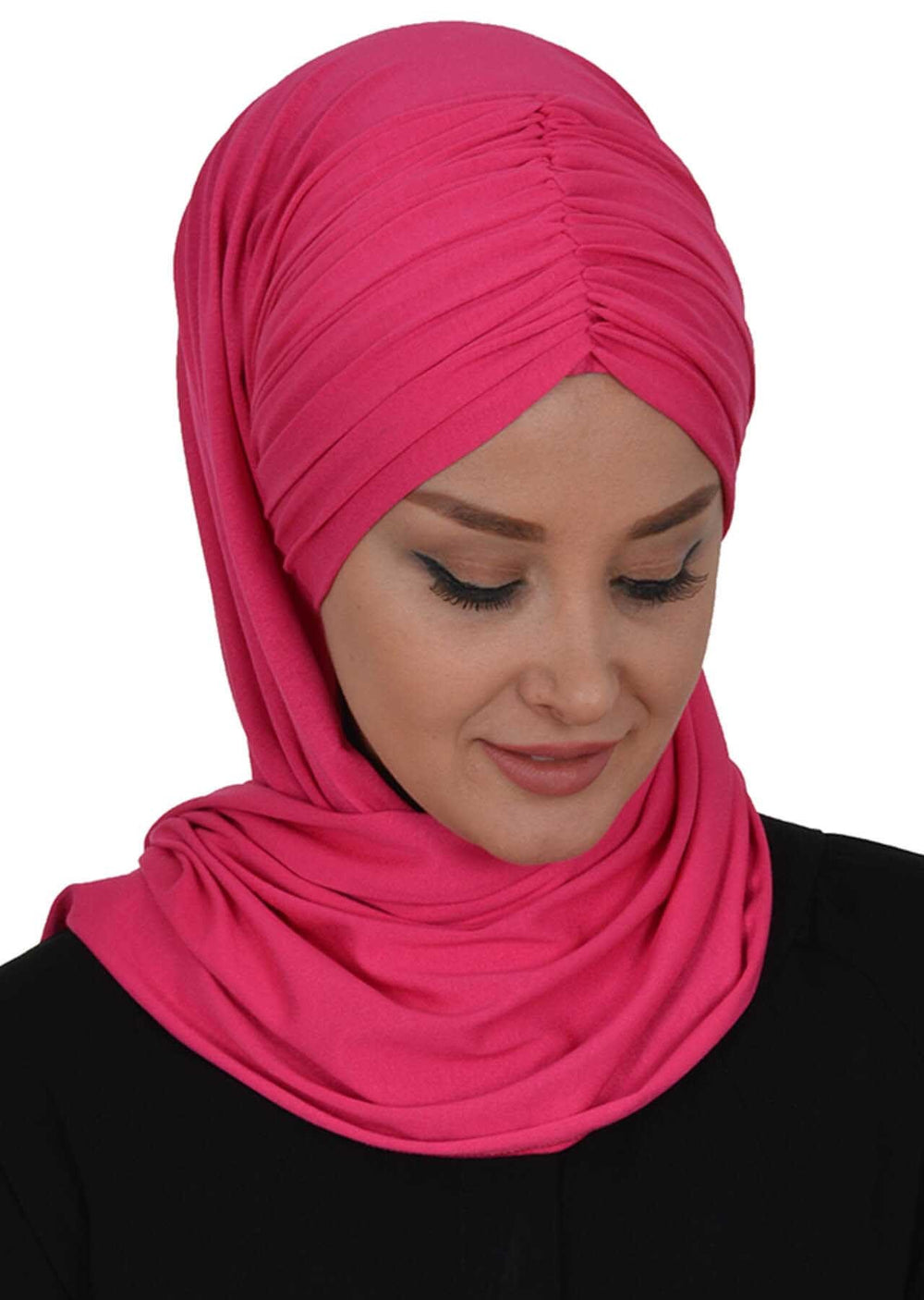 Effortless Instant Cotton Shawl for Women, Instant Cotton Lightweight Hijab Headscarf, Comfortable and Large Women Hijab Shawl,CPS-44 Fuchsia