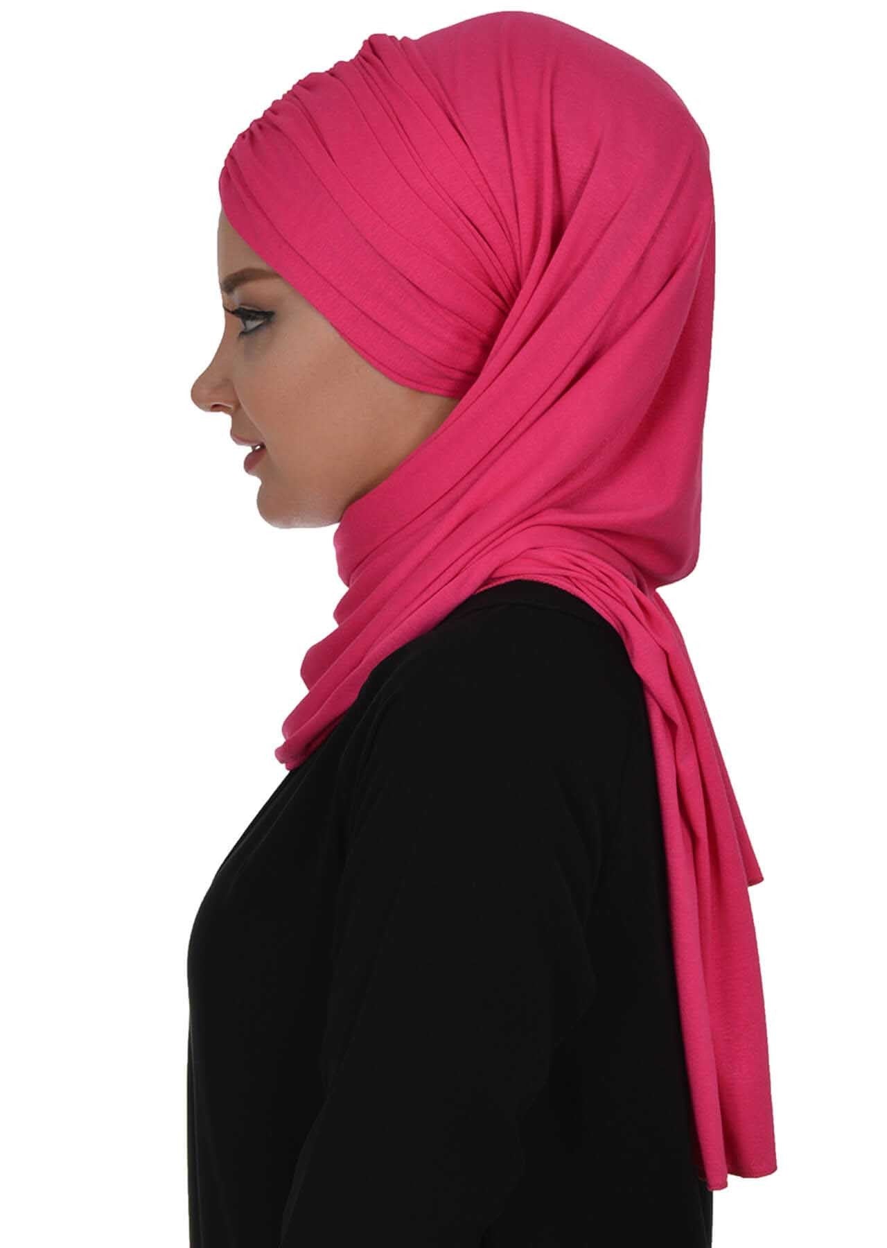 Effortless Instant Cotton Shawl for Women, Instant Cotton Lightweight Hijab Headscarf, Comfortable and Large Women Hijab Shawl,CPS-44 Fuchsia