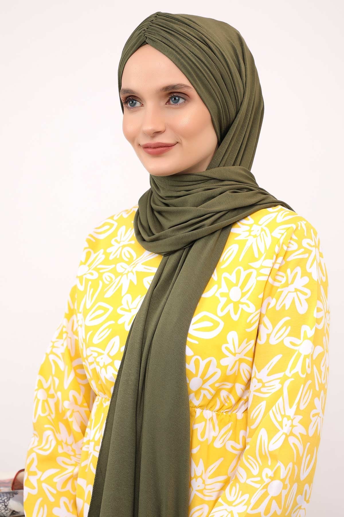 Effortless Instant Cotton Shawl for Women, Instant Cotton Lightweight Hijab Headscarf, Comfortable and Large Women Hijab Shawl,CPS-44 Army Green