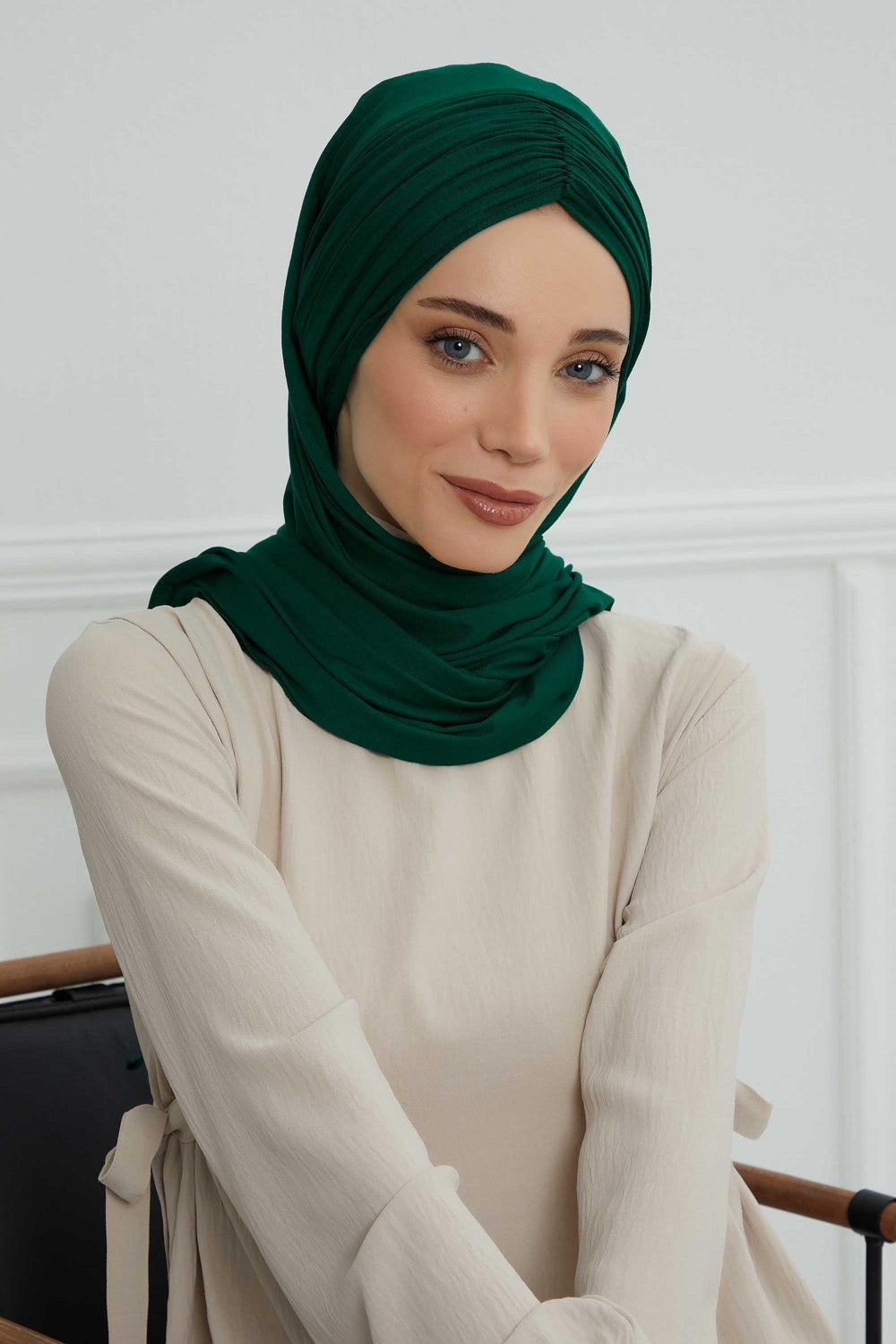 Effortless Instant Cotton Shawl for Women, Instant Cotton Lightweight Hijab Headscarf, Comfortable and Large Women Hijab Shawl,CPS-44 Green