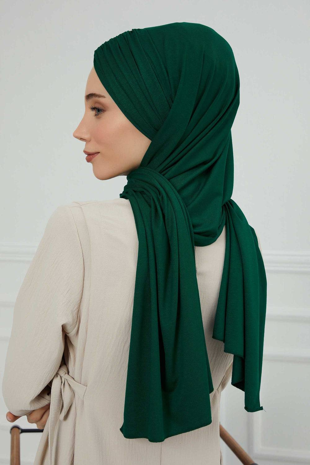 Effortless Instant Cotton Shawl for Women, Instant Cotton Lightweight Hijab Headscarf, Comfortable and Large Women Hijab Shawl,CPS-44 Green