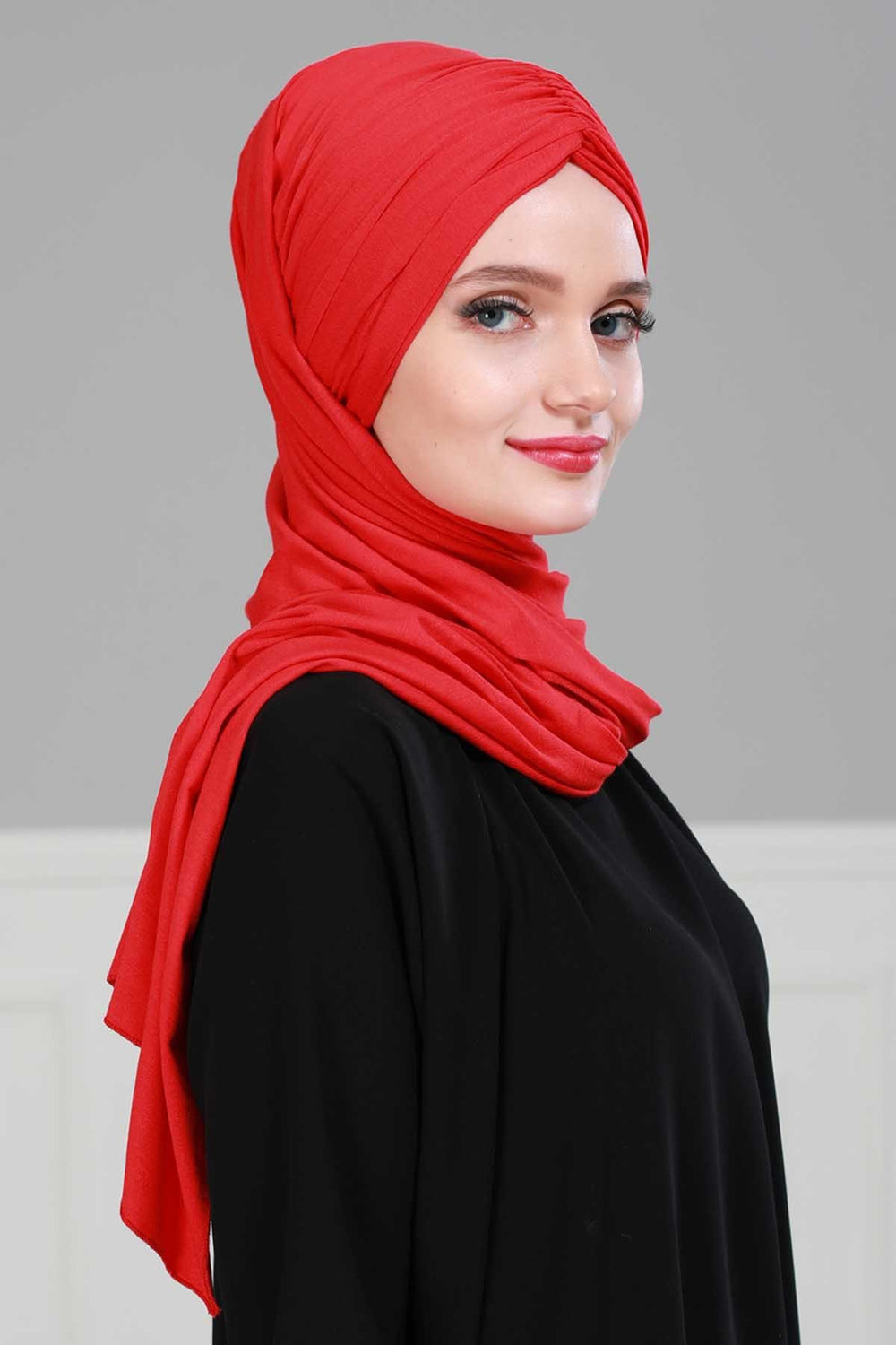 Effortless Instant Cotton Shawl for Women, Instant Cotton Lightweight Hijab Headscarf, Comfortable and Large Women Hijab Shawl,CPS-44 Red