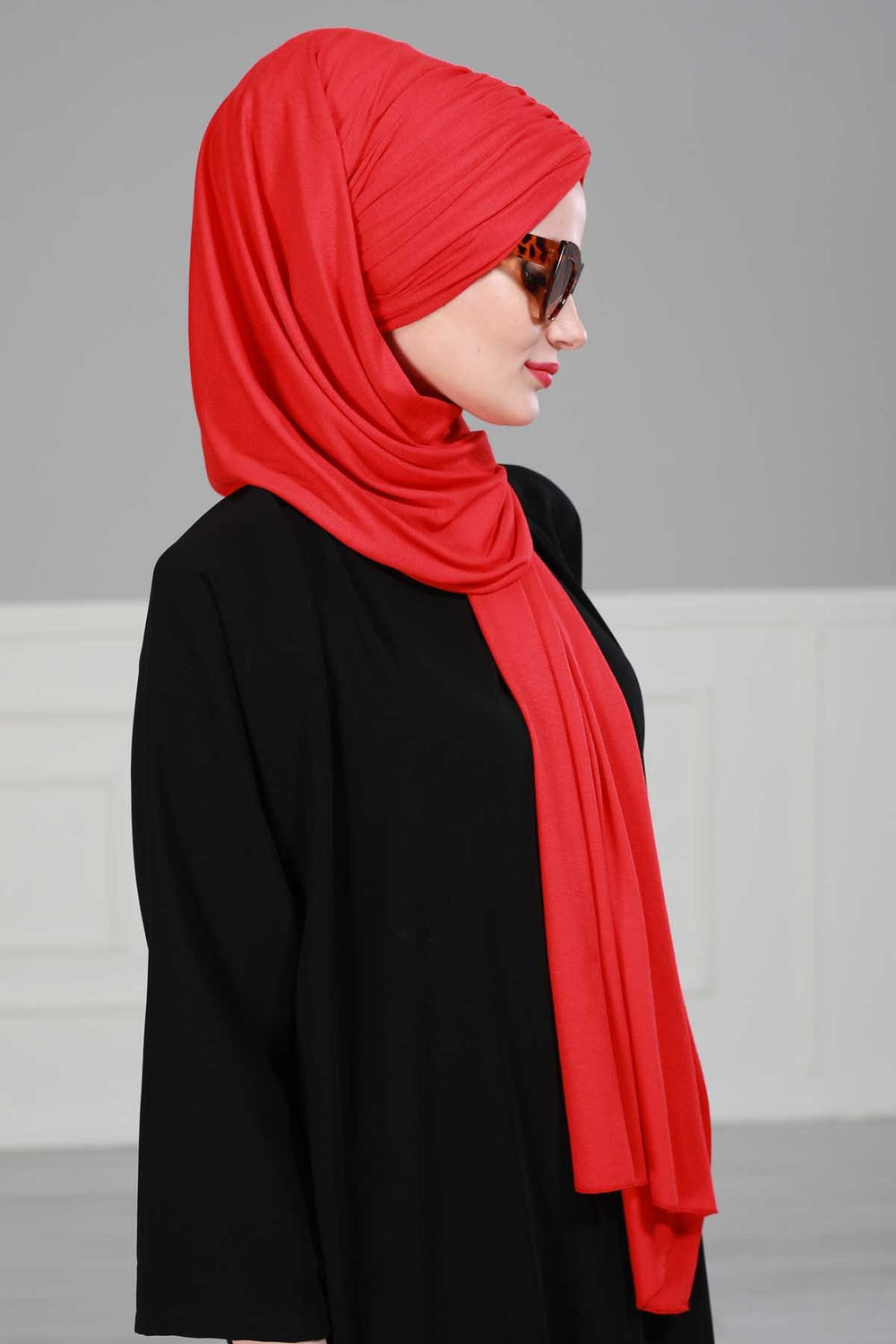 Effortless Instant Cotton Shawl for Women, Instant Cotton Lightweight Hijab Headscarf, Comfortable and Large Women Hijab Shawl,CPS-44 Red