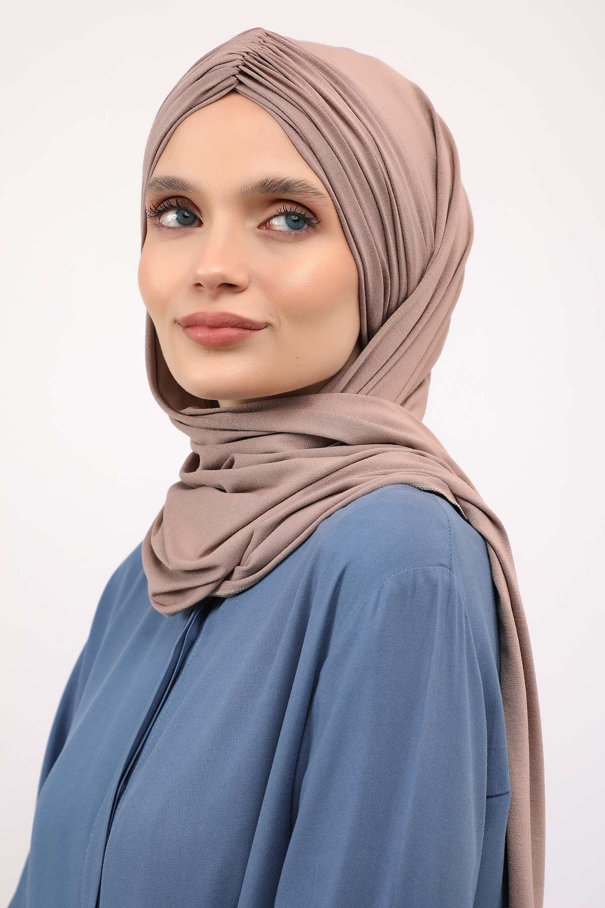 Effortless Instant Cotton Shawl for Women, Instant Cotton Lightweight Hijab Headscarf, Comfortable and Large Women Hijab Shawl,CPS-44 Mink