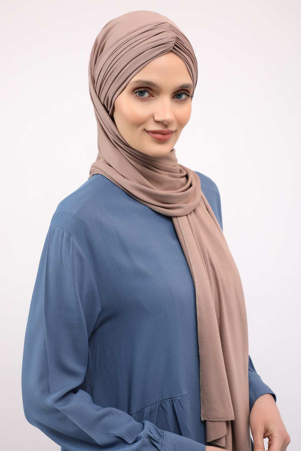 Effortless Instant Cotton Shawl for Women, Instant Cotton Lightweight Hijab Headscarf, Comfortable and Large Women Hijab Shawl,CPS-44 Mink