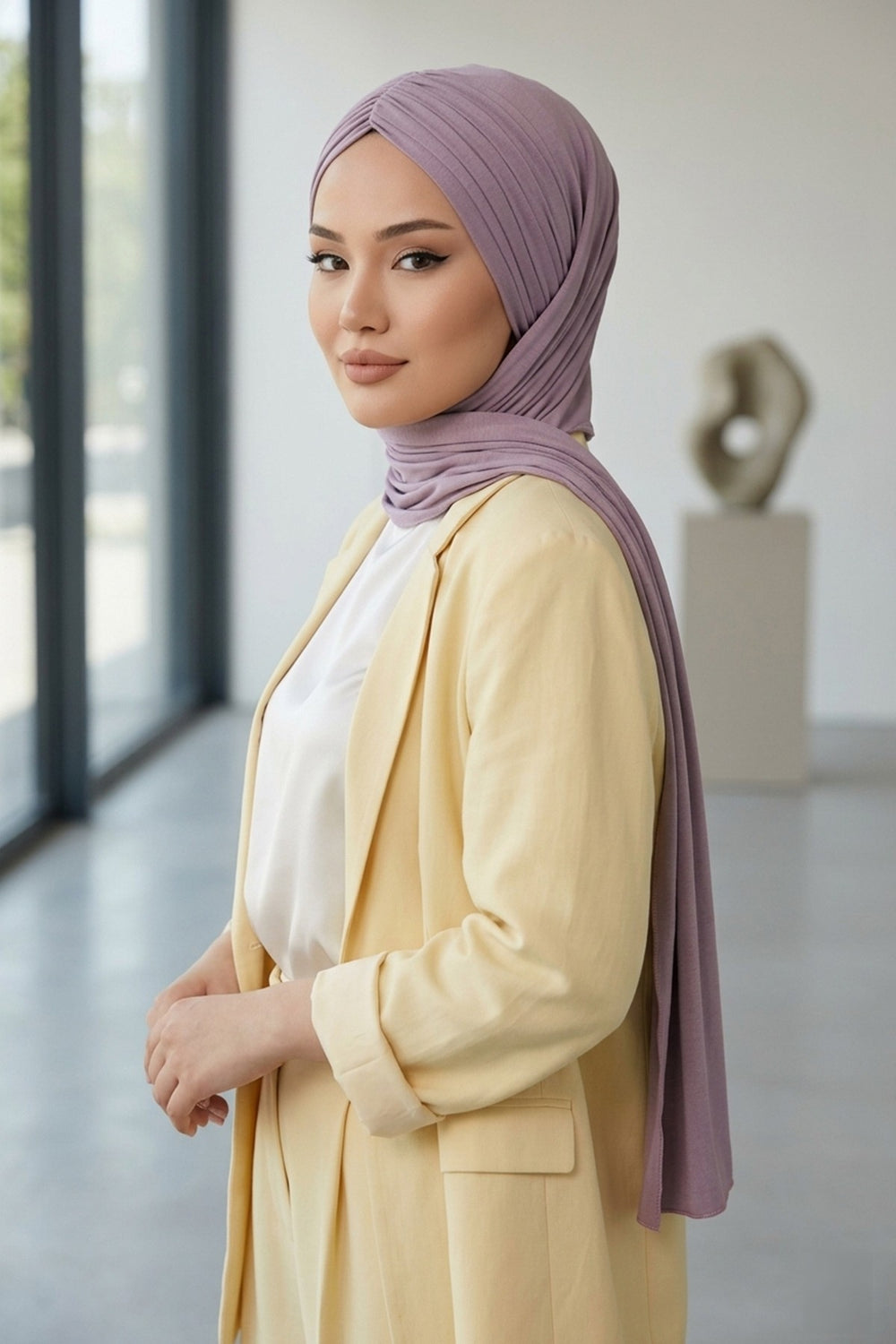 Effortless Instant Cotton Shawl for Women, Instant Cotton Lightweight Hijab Headscarf, Comfortable and Large Women Hijab Shawl,CPS-44 Lilac