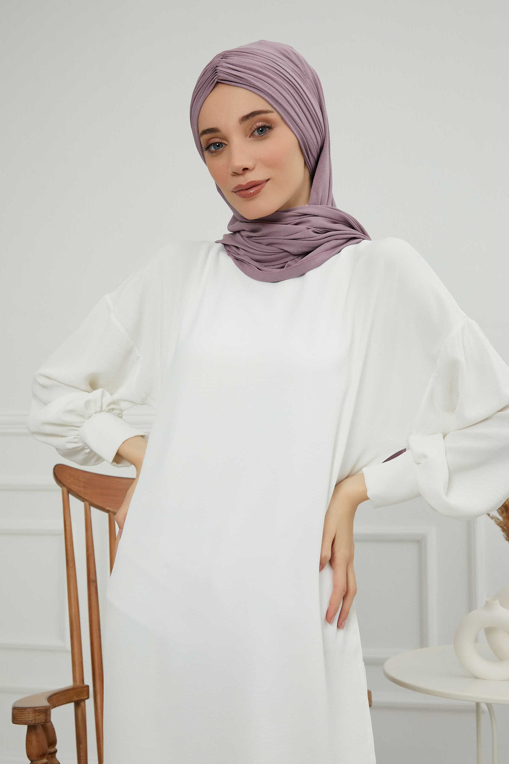 Effortless Instant Cotton Shawl for Women, Instant Cotton Lightweight Hijab Headscarf, Comfortable and Large Women Hijab Shawl,CPS-44 Lilac