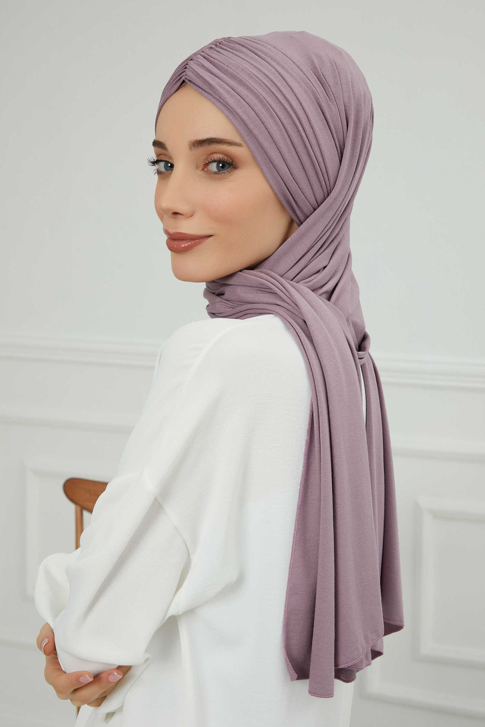 Effortless Instant Cotton Shawl for Women, Instant Cotton Lightweight Hijab Headscarf, Comfortable and Large Women Hijab Shawl,CPS-44 Lilac