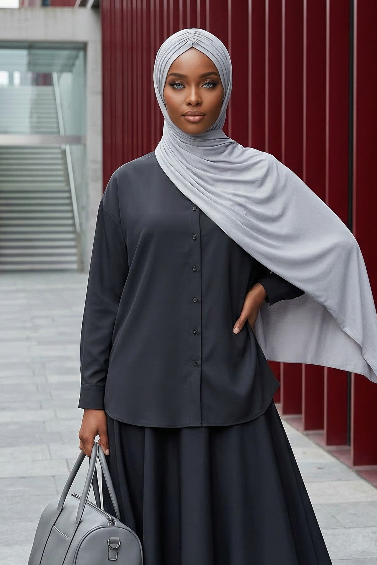 Effortless Instant Cotton Shawl for Women, Instant Cotton Lightweight Hijab Headscarf, Comfortable and Large Women Hijab Shawl,CPS-44 Grey 2