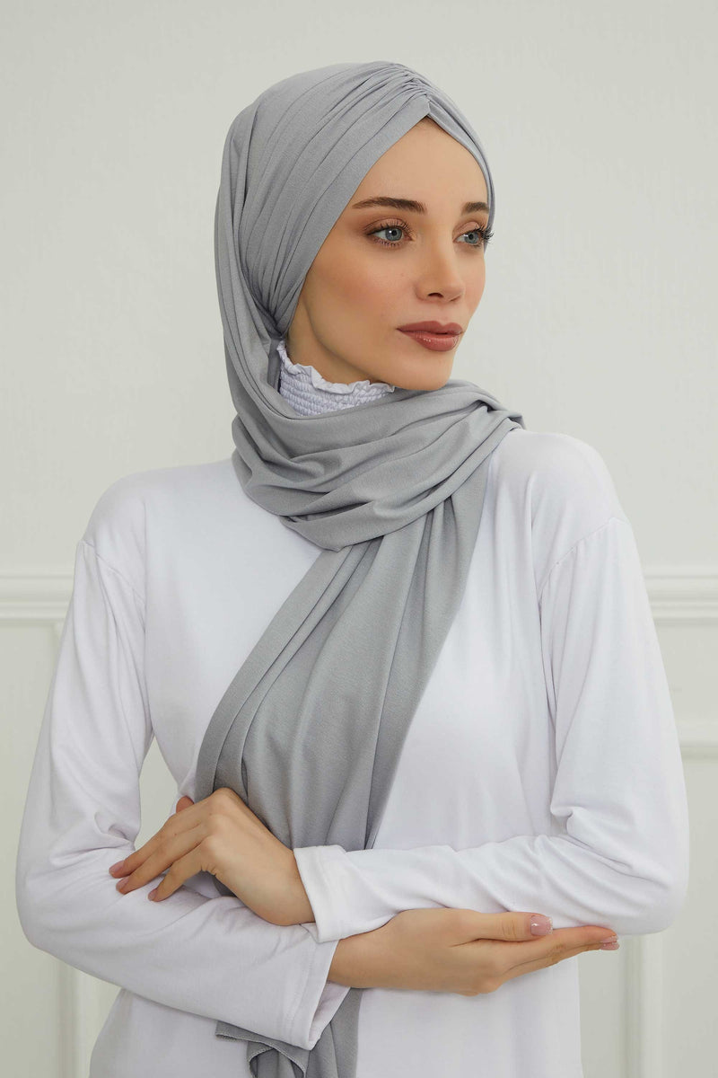شال قطني فوري سهل الاستخدام للنساء، حجاب قطني خفيف الوزن، شال حجاب نسائي مريح وكبير، CPS-44