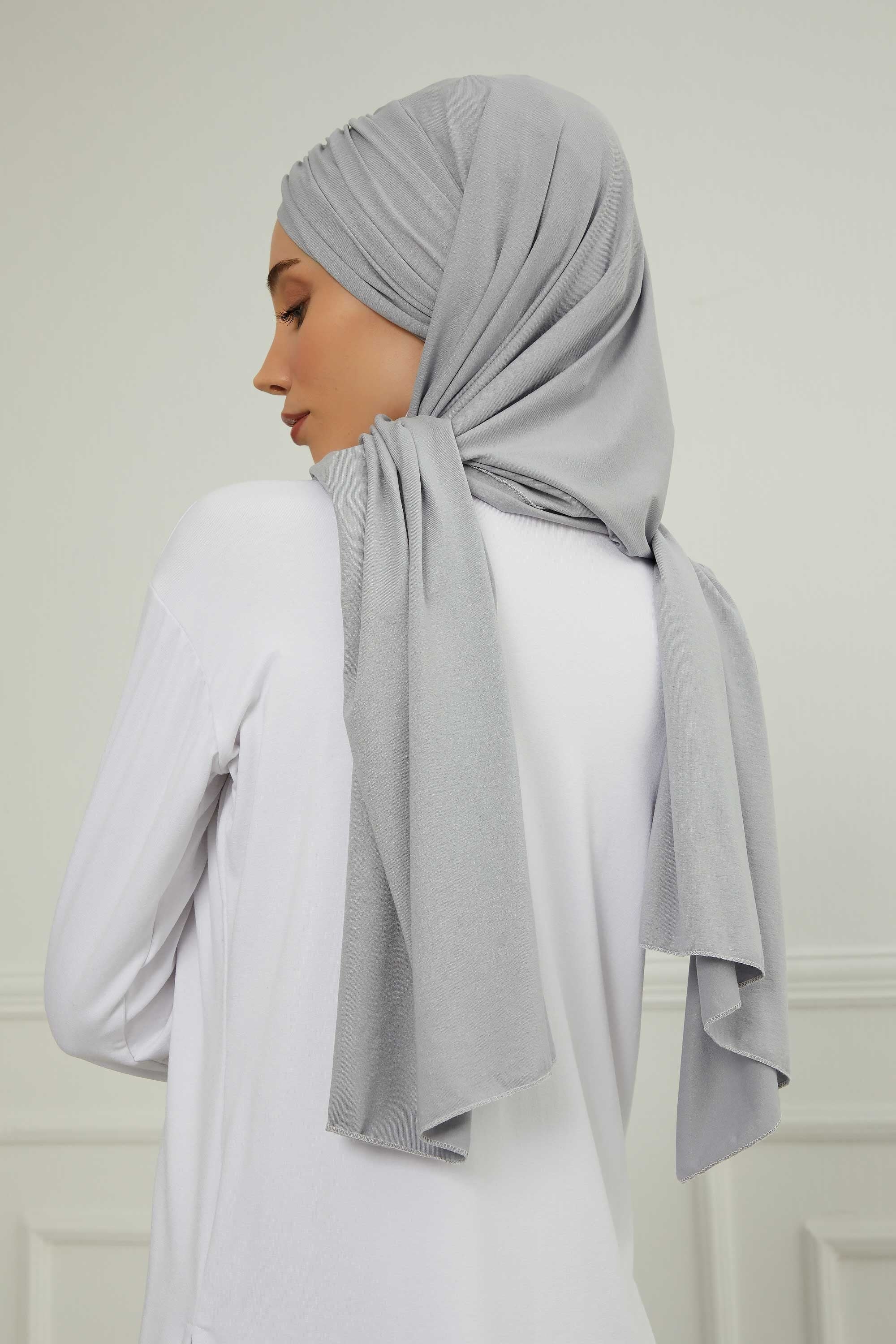 Effortless Instant Cotton Shawl for Women, Instant Cotton Lightweight Hijab Headscarf, Comfortable and Large Women Hijab Shawl,CPS-44 Grey 2