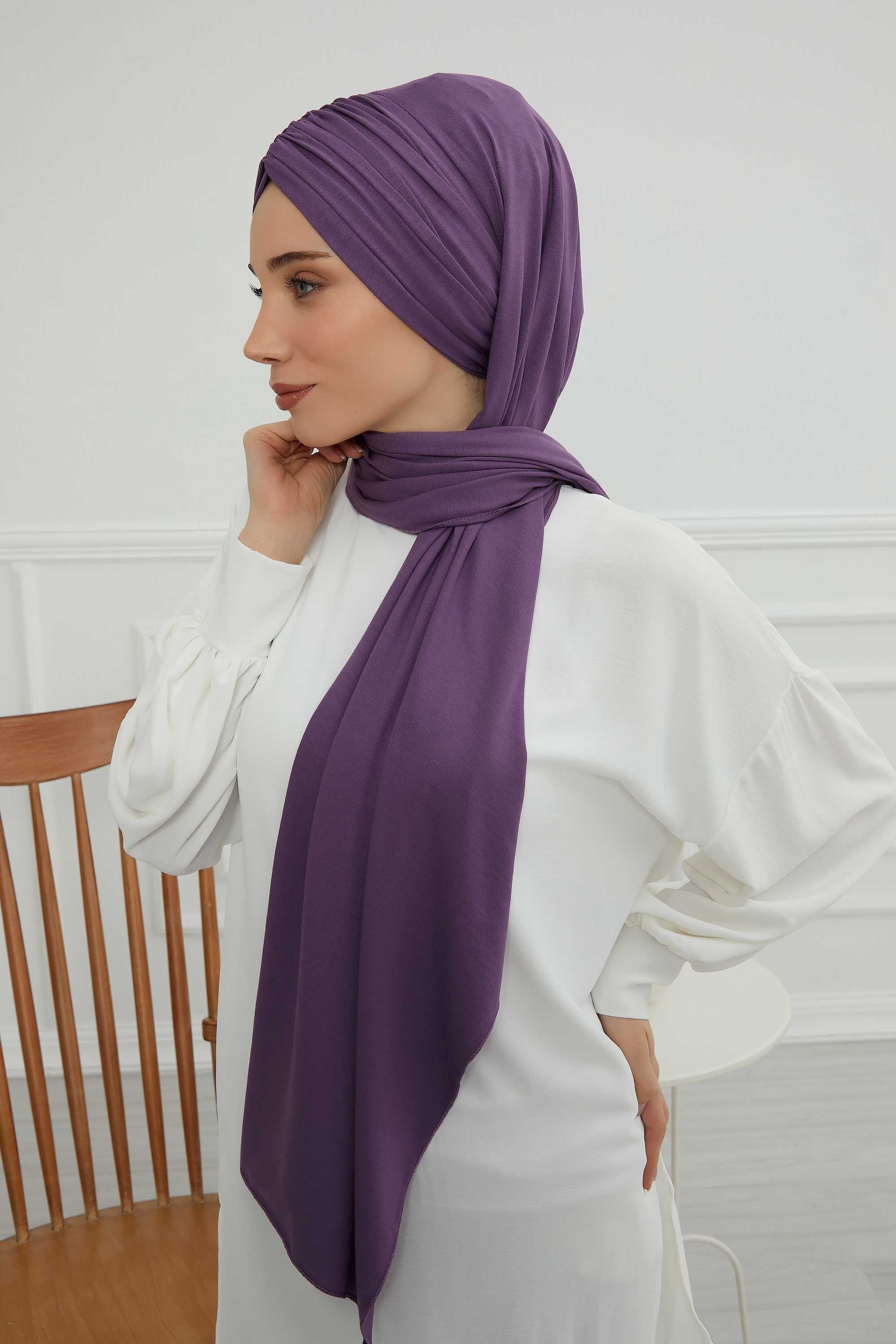 Effortless Instant Cotton Shawl for Women, Instant Cotton Lightweight Hijab Headscarf, Comfortable and Large Women Hijab Shawl,CPS-44 Purple 2