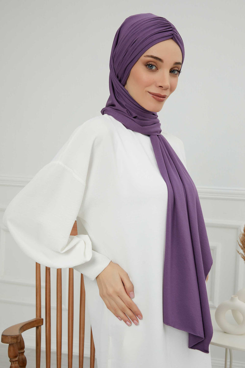 شال قطني فوري سهل الاستخدام للنساء، حجاب قطني خفيف الوزن، شال حجاب نسائي مريح وكبير، CPS-44