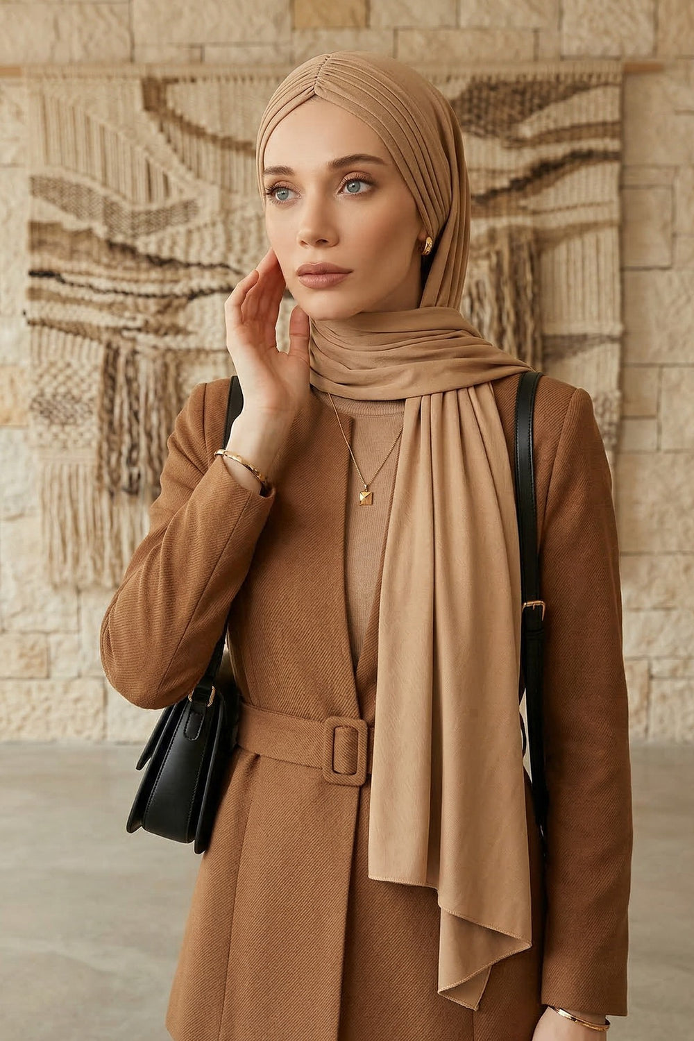 Effortless Instant Cotton Shawl for Women, Instant Cotton Lightweight Hijab Headscarf, Comfortable and Large Women Hijab Shawl,CPS-44 Sand Brown