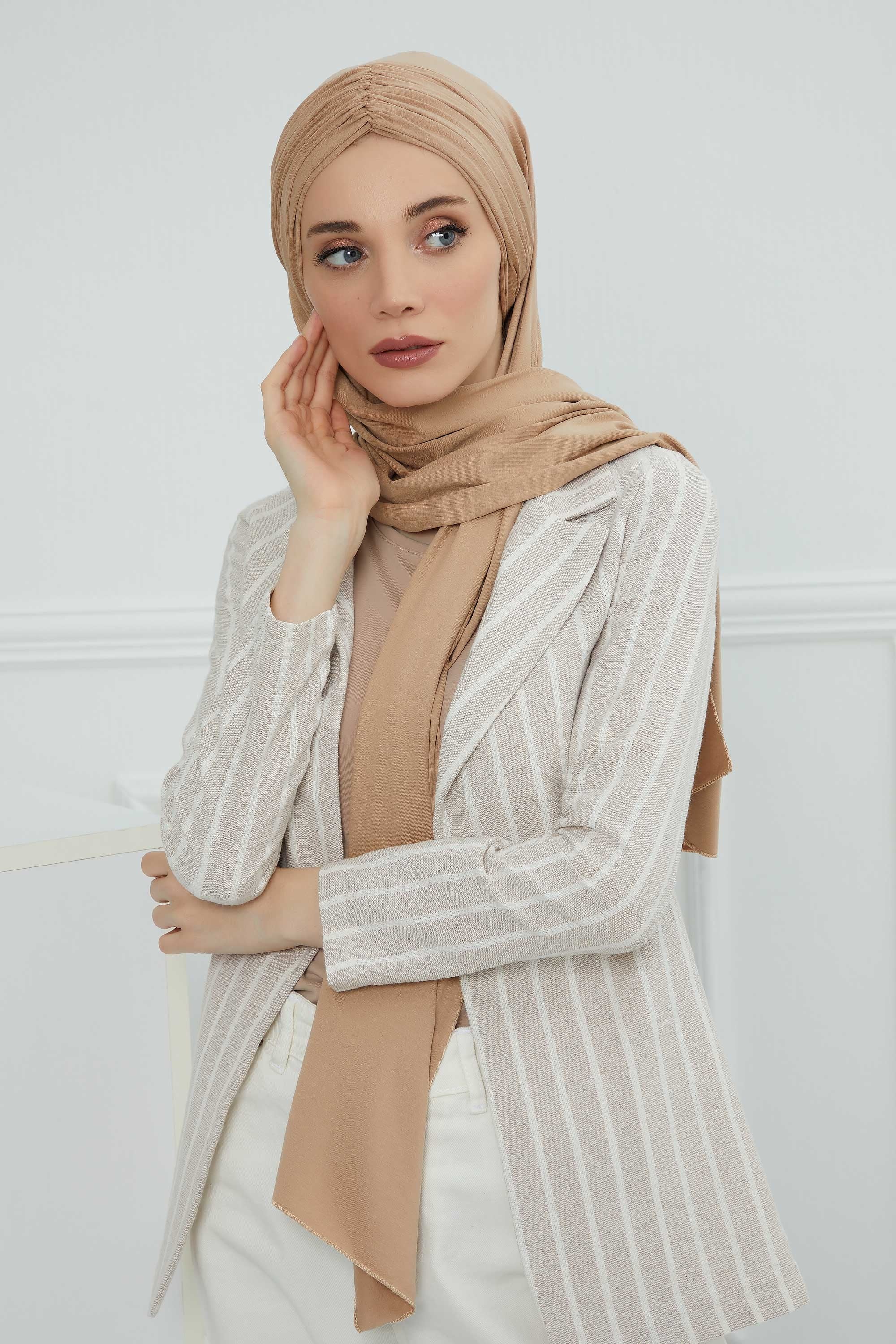Effortless Instant Cotton Shawl for Women, Instant Cotton Lightweight Hijab Headscarf, Comfortable and Large Women Hijab Shawl,CPS-44 Sand Brown