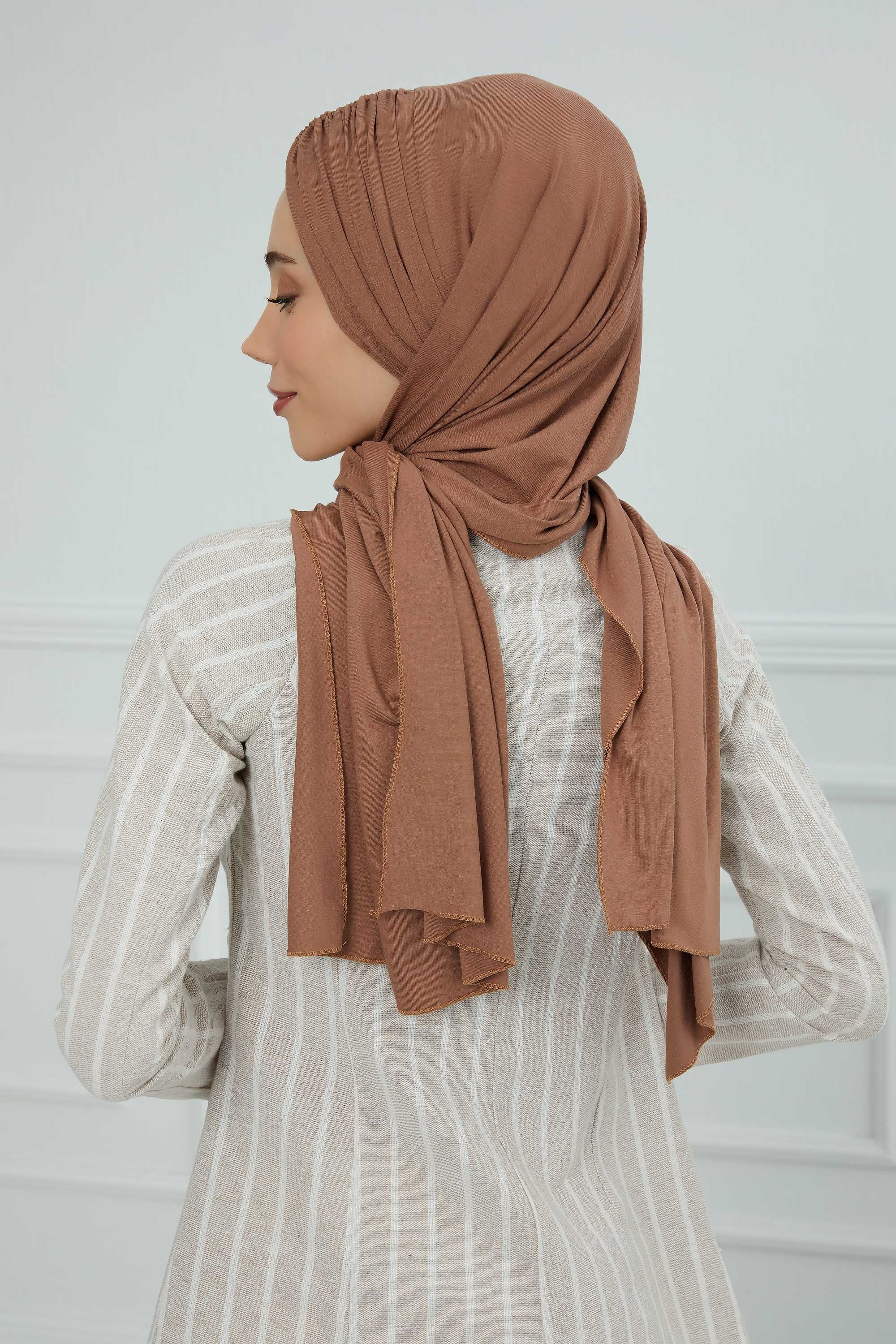 Effortless Instant Cotton Shawl for Women, Instant Cotton Lightweight Hijab Headscarf, Comfortable and Large Women Hijab Shawl,CPS-44 Caramel Brown