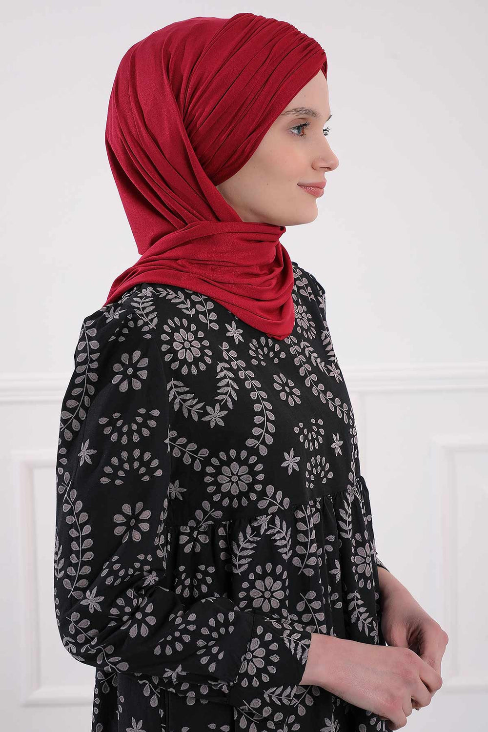 Effortless Instant Cotton Shawl for Women, Instant Cotton Lightweight Hijab Headscarf, Comfortable and Large Women Hijab Shawl,CPS-44 Maroon